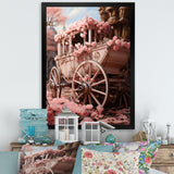 Romanticism Pink Wedding Carriage - Old American Cart Canvas Wall Art