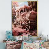 Romanticism Pink Wedding Carriage - Old American Cart Canvas Wall Art