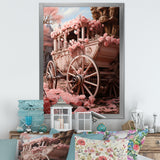 Romanticism Pink Wedding Carriage - Old American Cart Canvas Wall Art