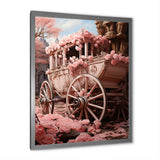 Romanticism Pink Wedding Carriage - Old American Cart Canvas Wall Art
