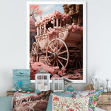 Romanticism Pink Wedding Carriage - Old American Cart Canvas Wall Art