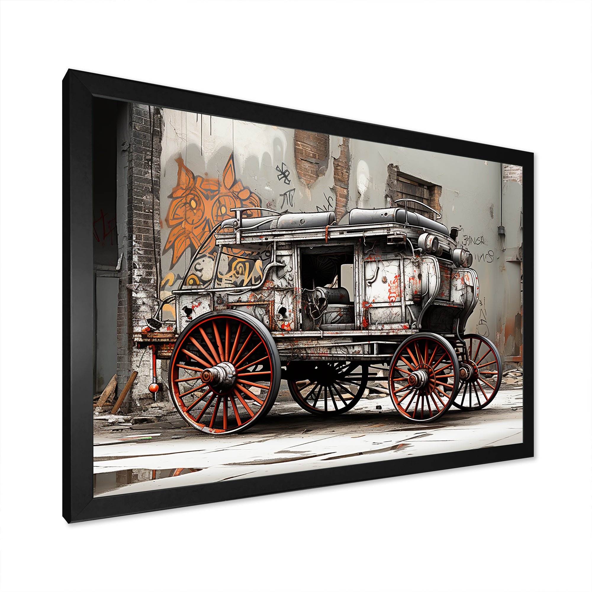 Street Art Vintage Carriage Cart - Old American Cart Canvas Wall Art