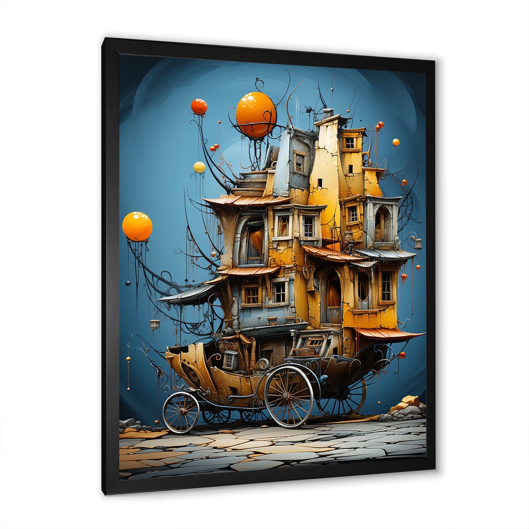 Surrealism Carriage Cart House Transportation - Old American Cart Canvas Wall Art