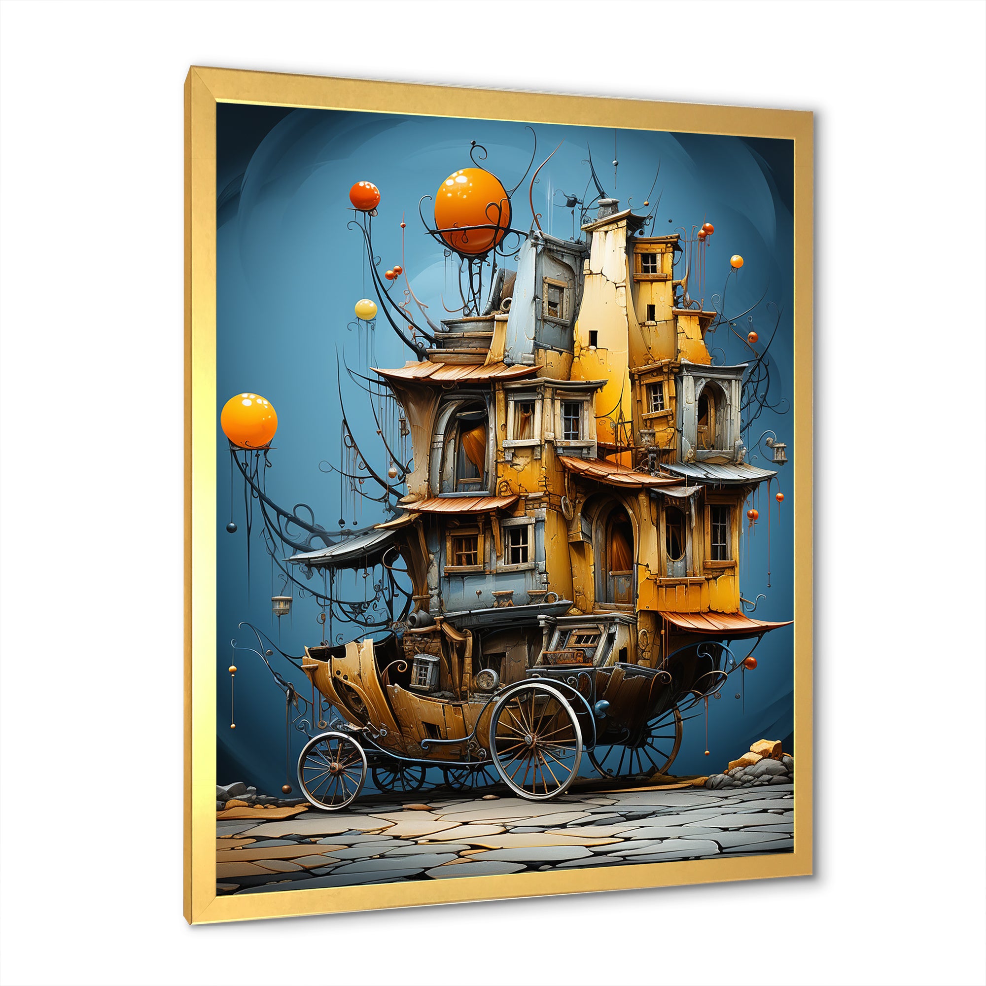 Surrealism Carriage Cart House Transportation - Old American Cart Canvas Wall Art