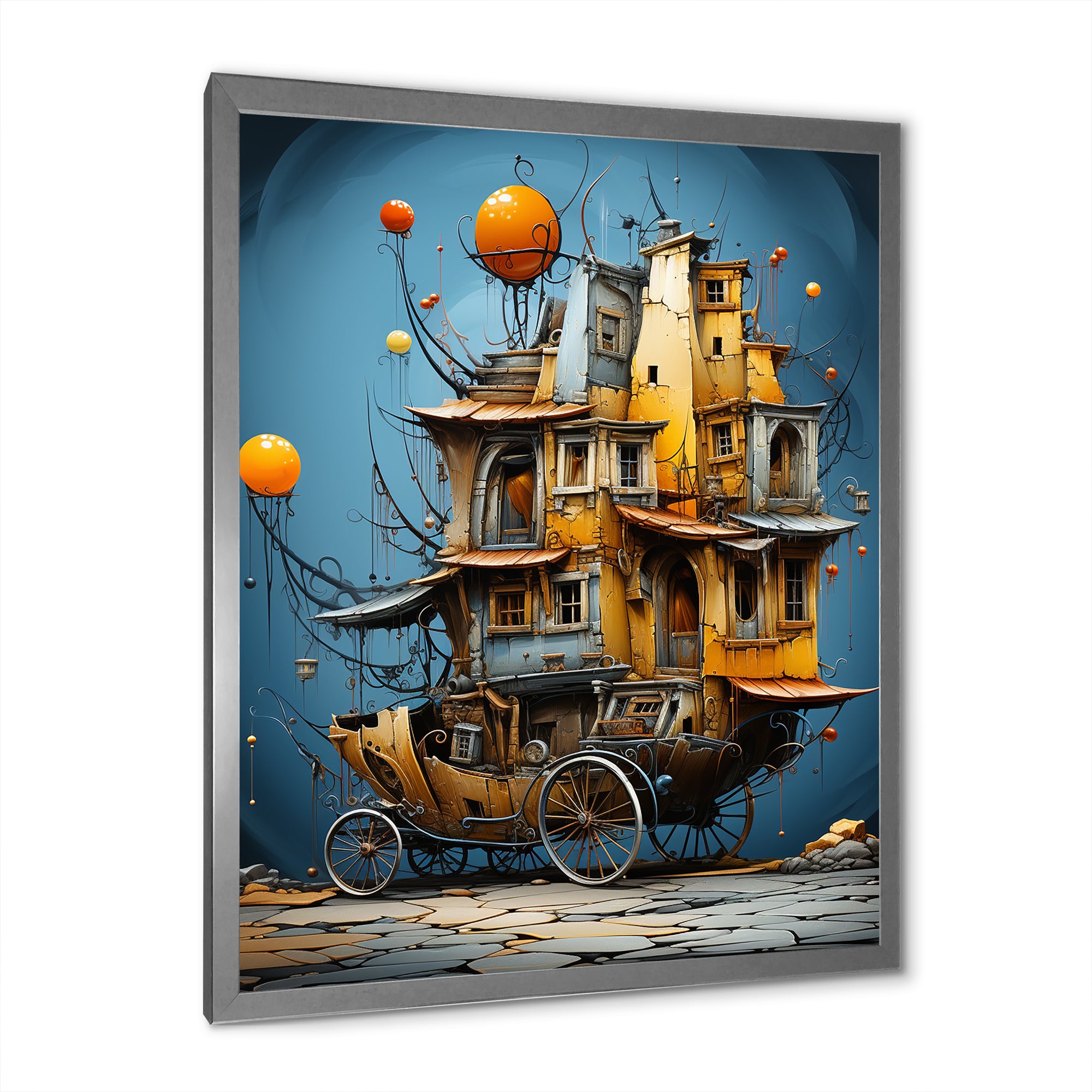 Surrealism Carriage Cart House Transportation - Old American Cart Canvas Wall Art