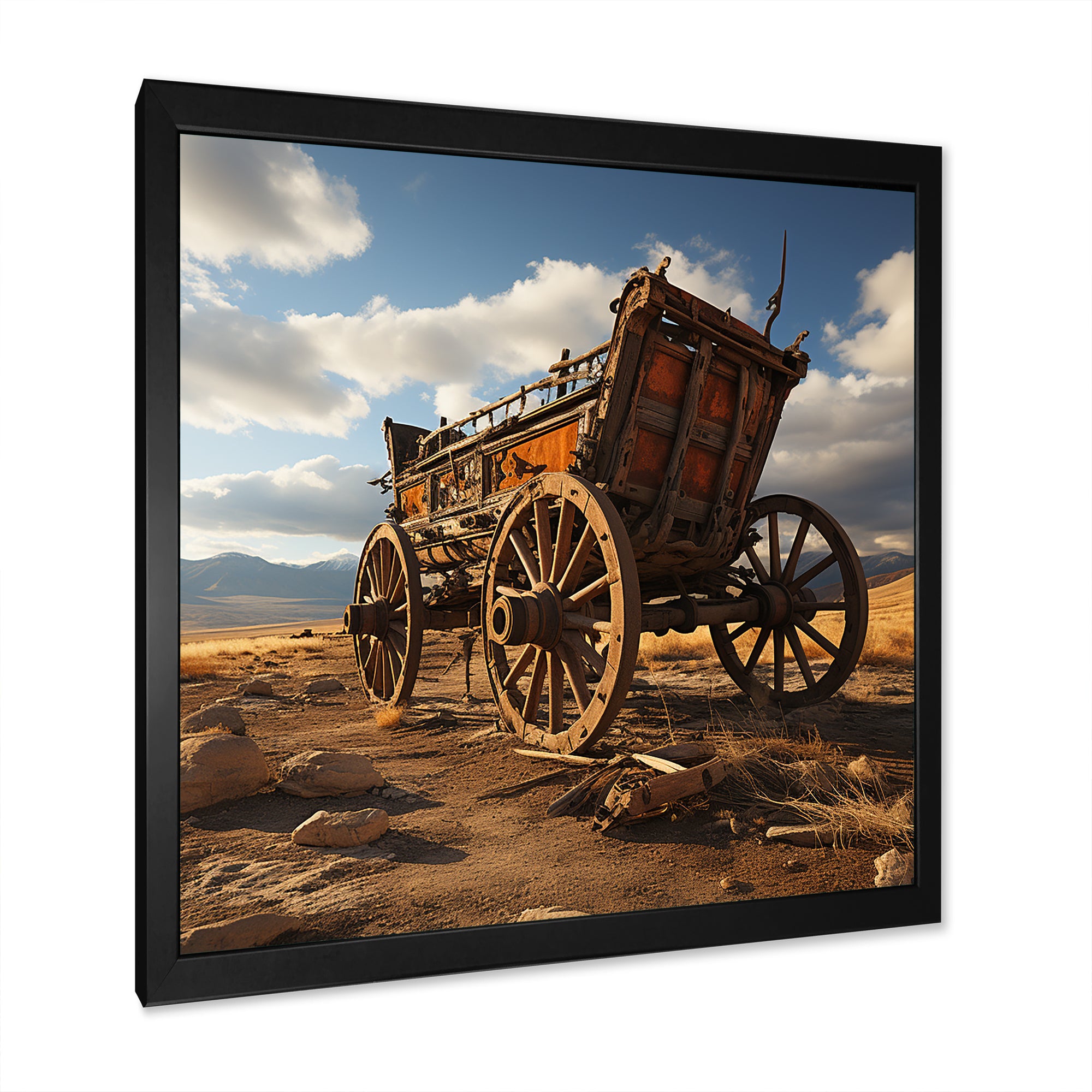Old Western Carriage Cart In Usa - Old American Cart Canvas Wall Art