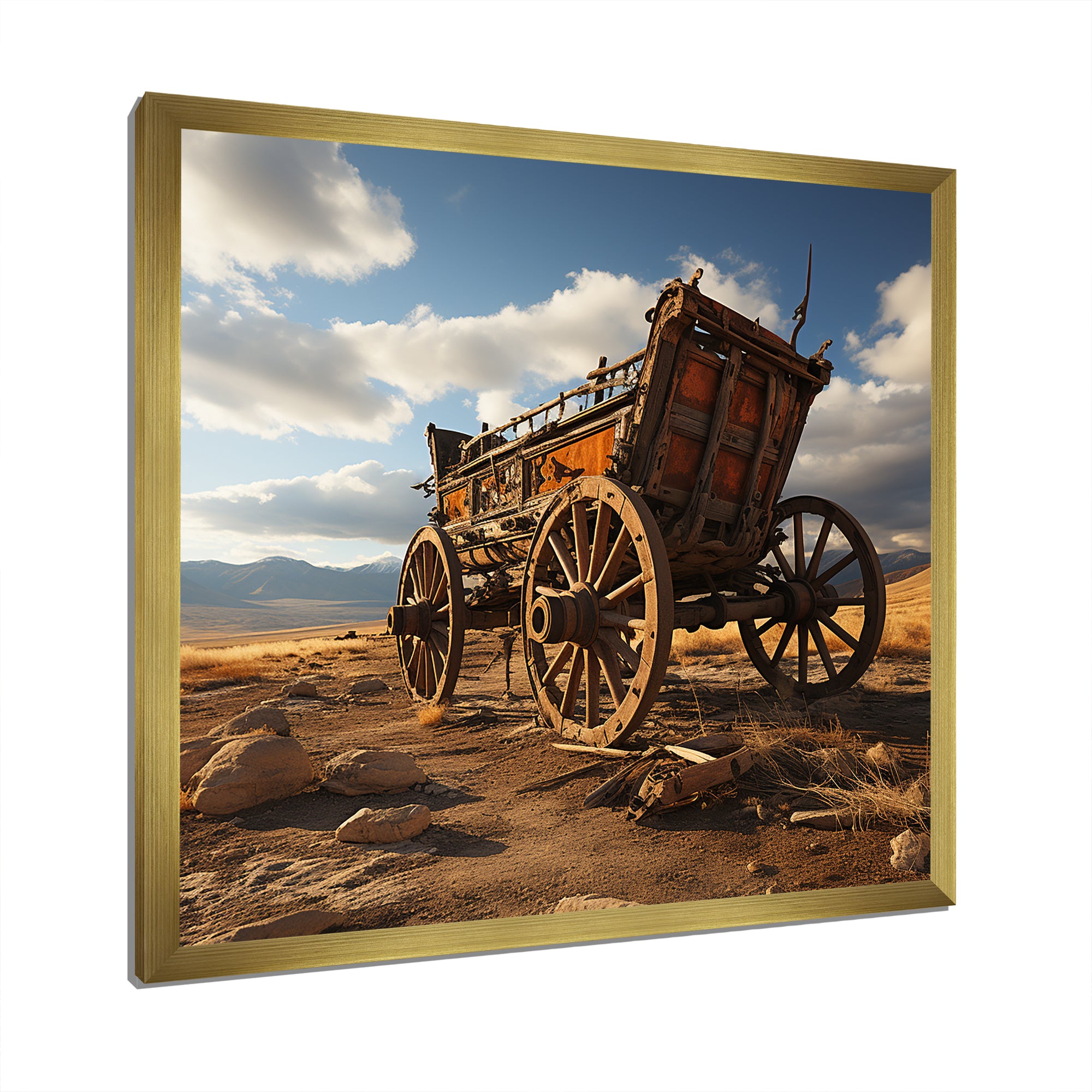 Old Western Carriage Cart In Usa - Old American Cart Canvas Wall Art
