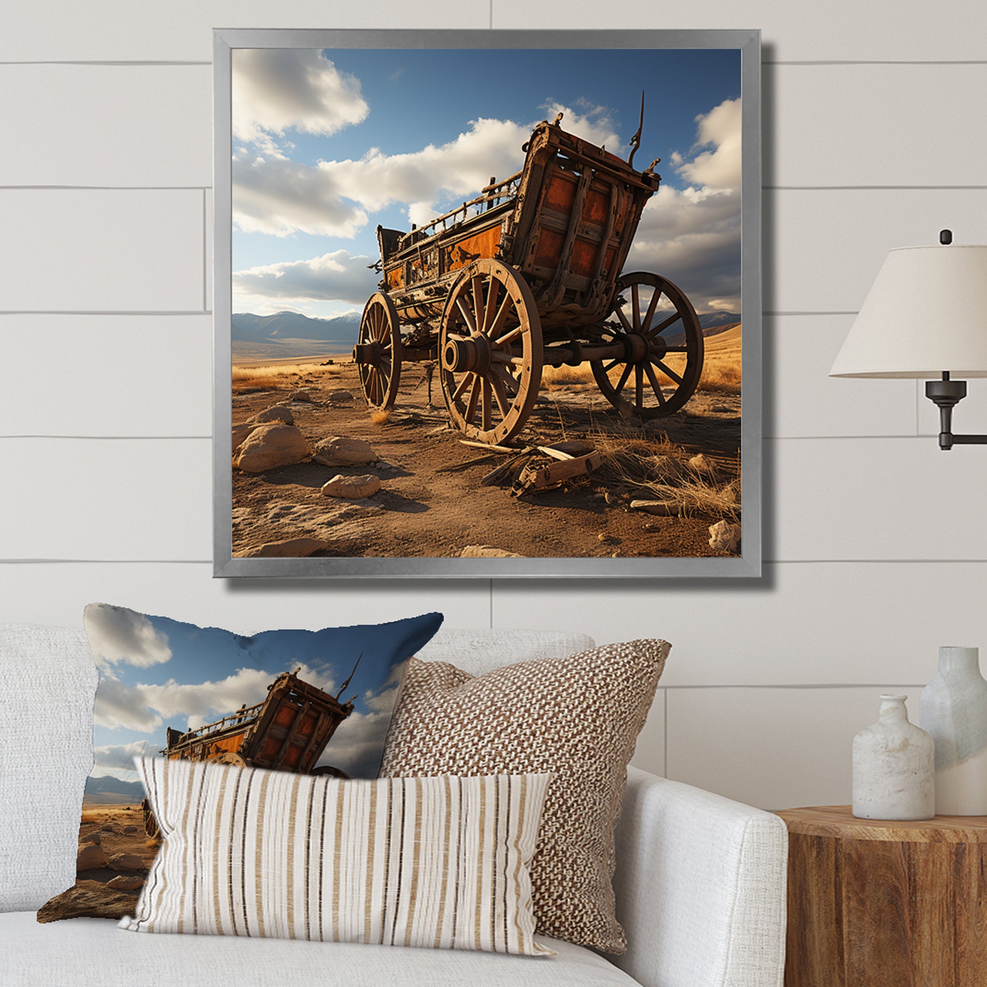 Old Western Carriage Cart In Usa - Old American Cart Canvas Wall Art