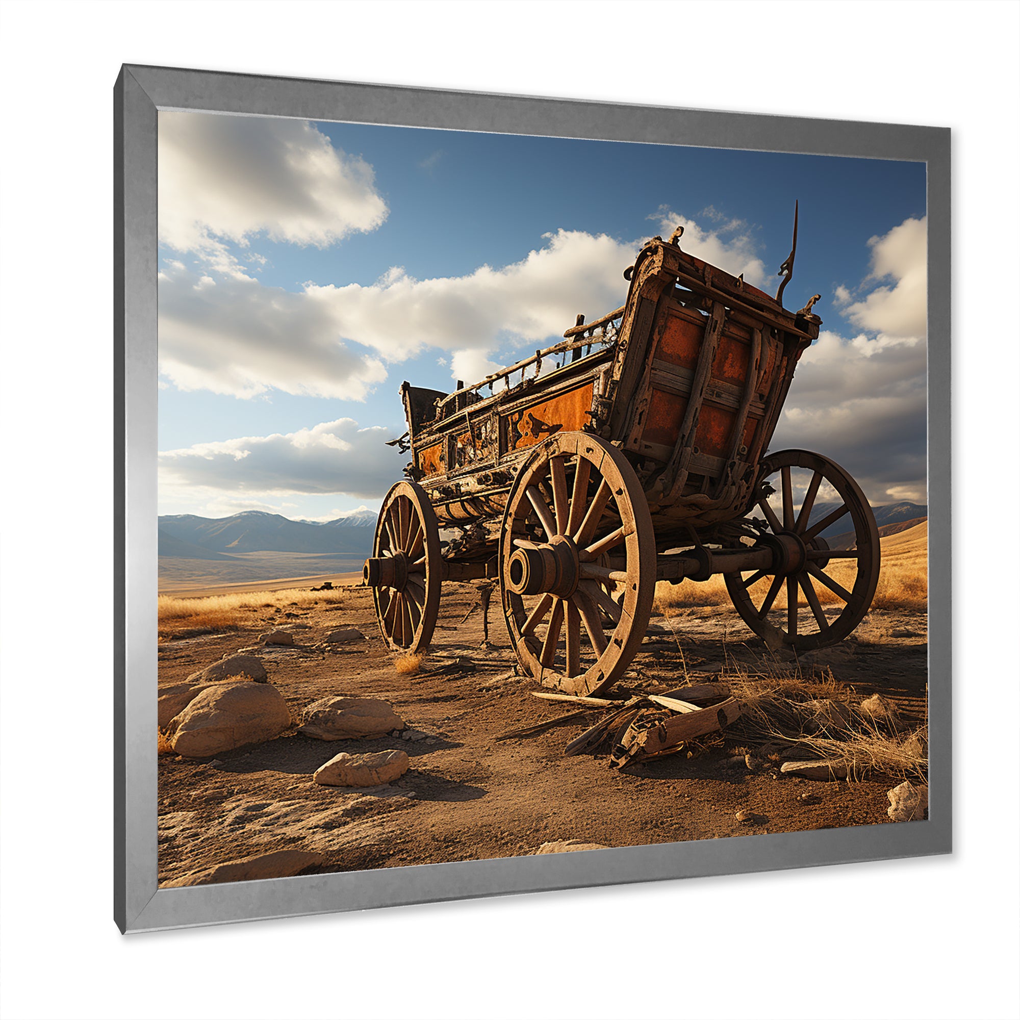 Old Western Carriage Cart In Usa - Old American Cart Canvas Wall Art