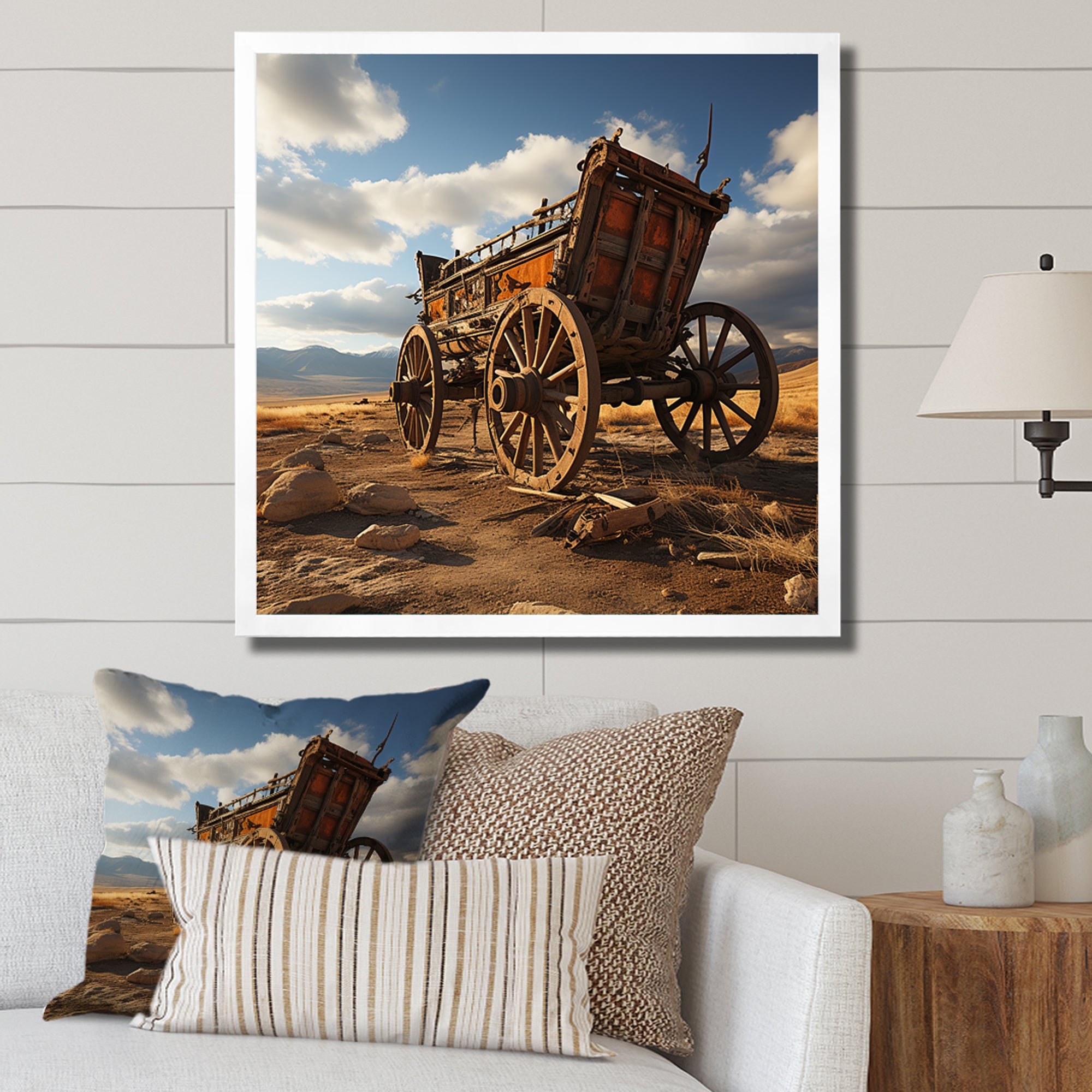 Old Western Carriage Cart In Usa - Old American Cart Canvas Wall Art