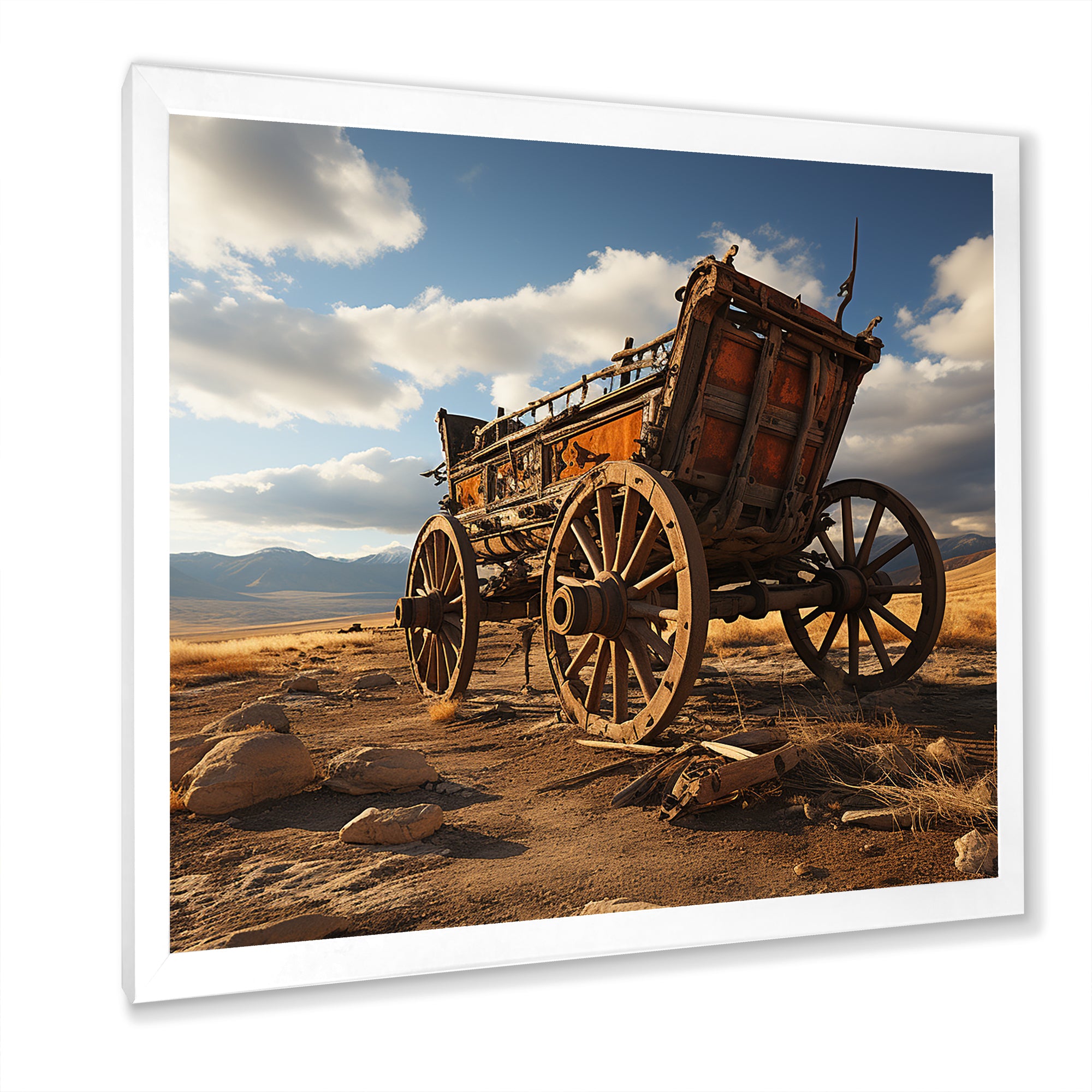 Old Western Carriage Cart In Usa - Old American Cart Canvas Wall Art