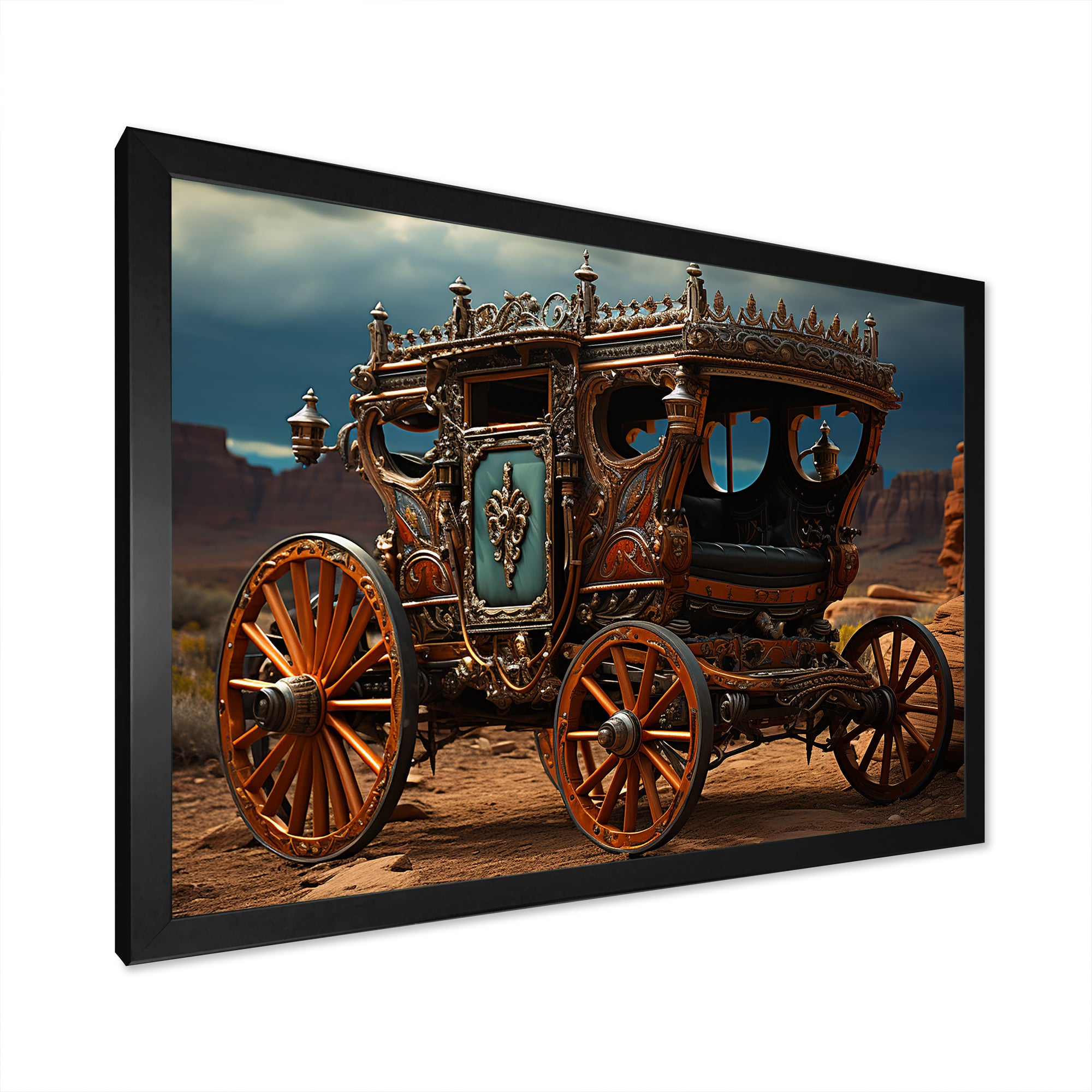 Fantasy Western Wagon In Usa - Old American Cart Canvas Wall Art