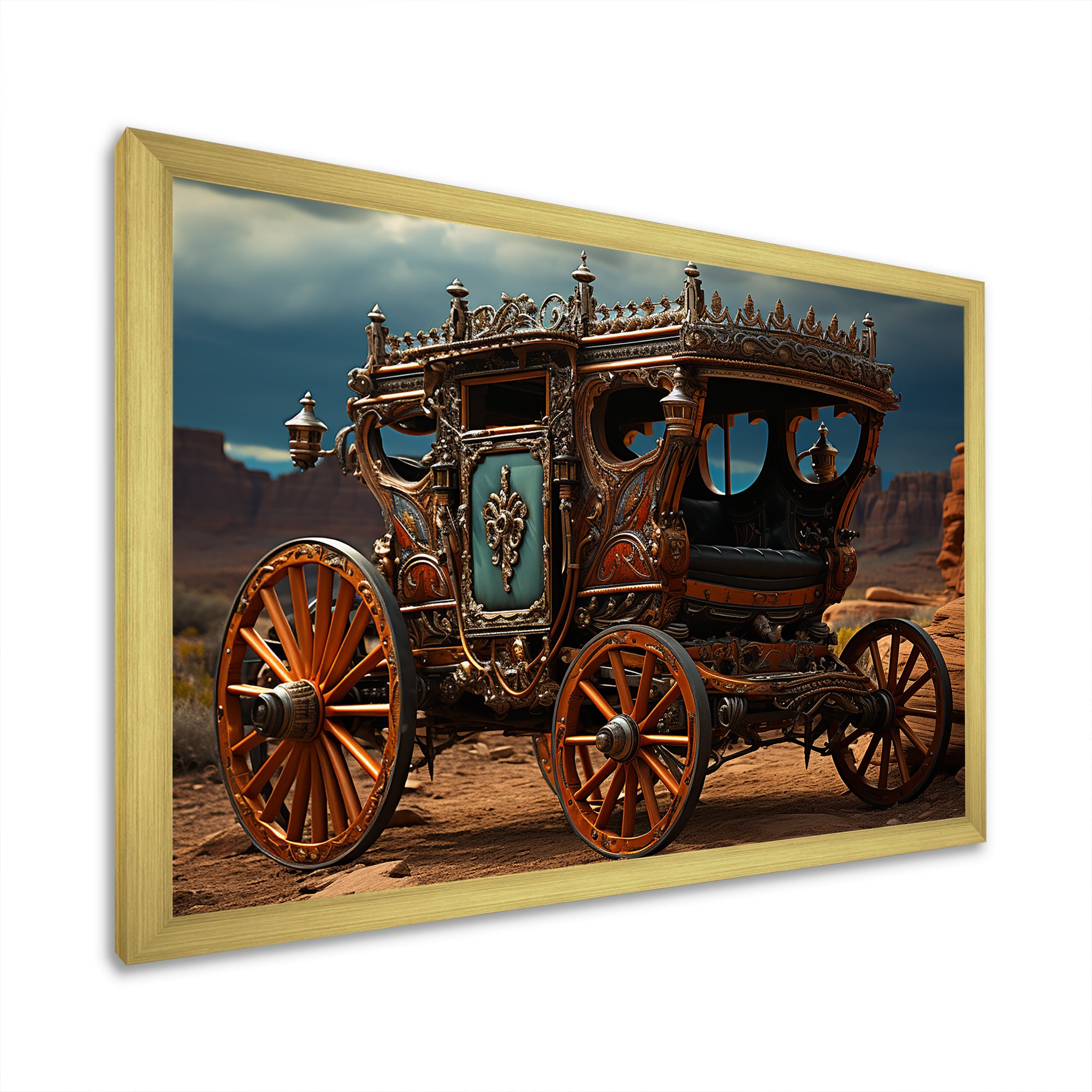 Fantasy Western Wagon In Usa - Old American Cart Canvas Wall Art