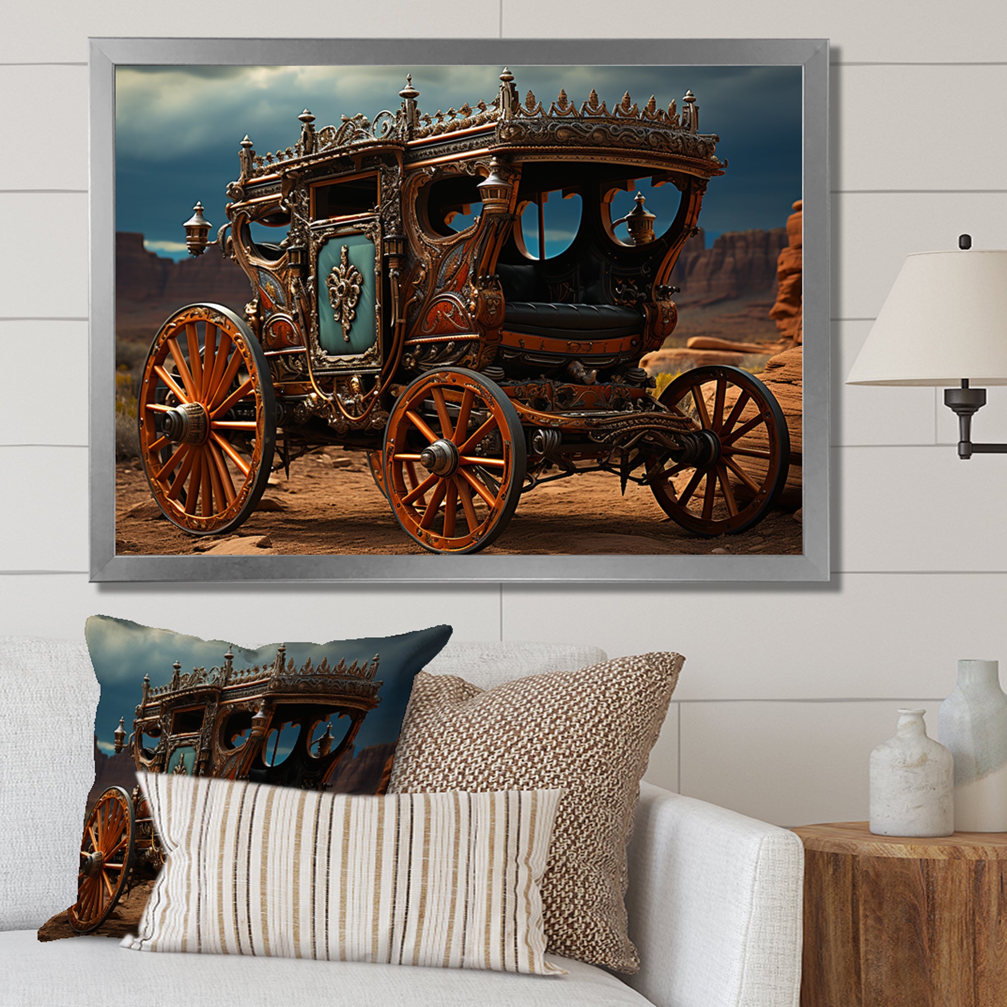 Fantasy Western Wagon In Usa - Old American Cart Canvas Wall Art