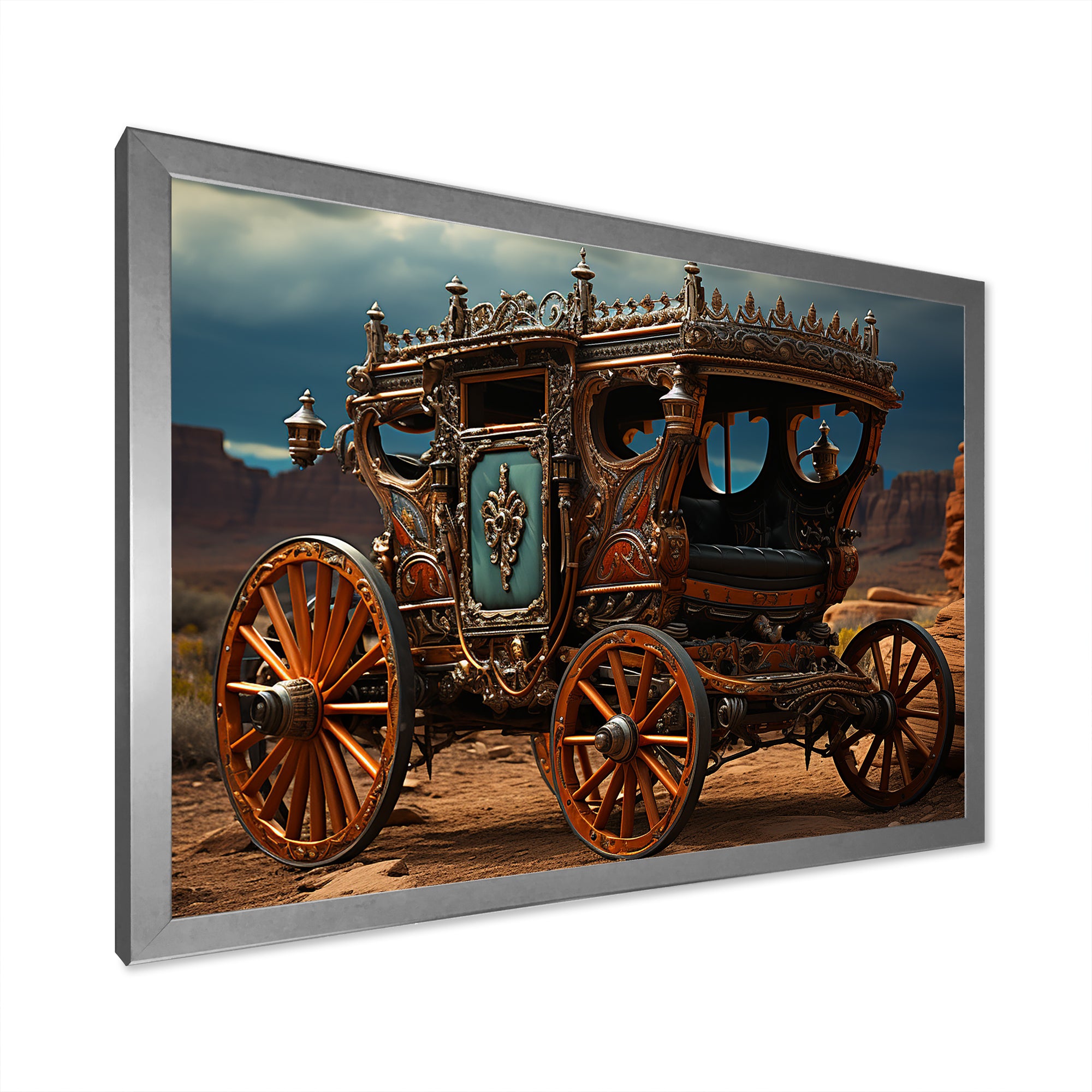 Fantasy Western Wagon In Usa - Old American Cart Canvas Wall Art