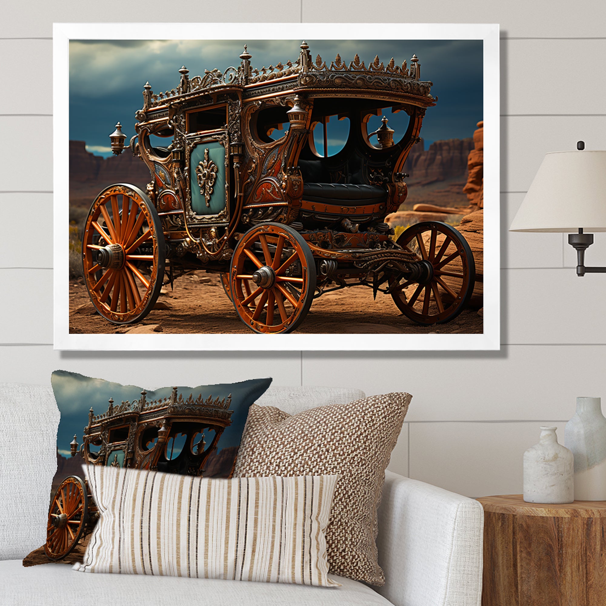 Fantasy Western Wagon In Usa - Old American Cart Canvas Wall Art
