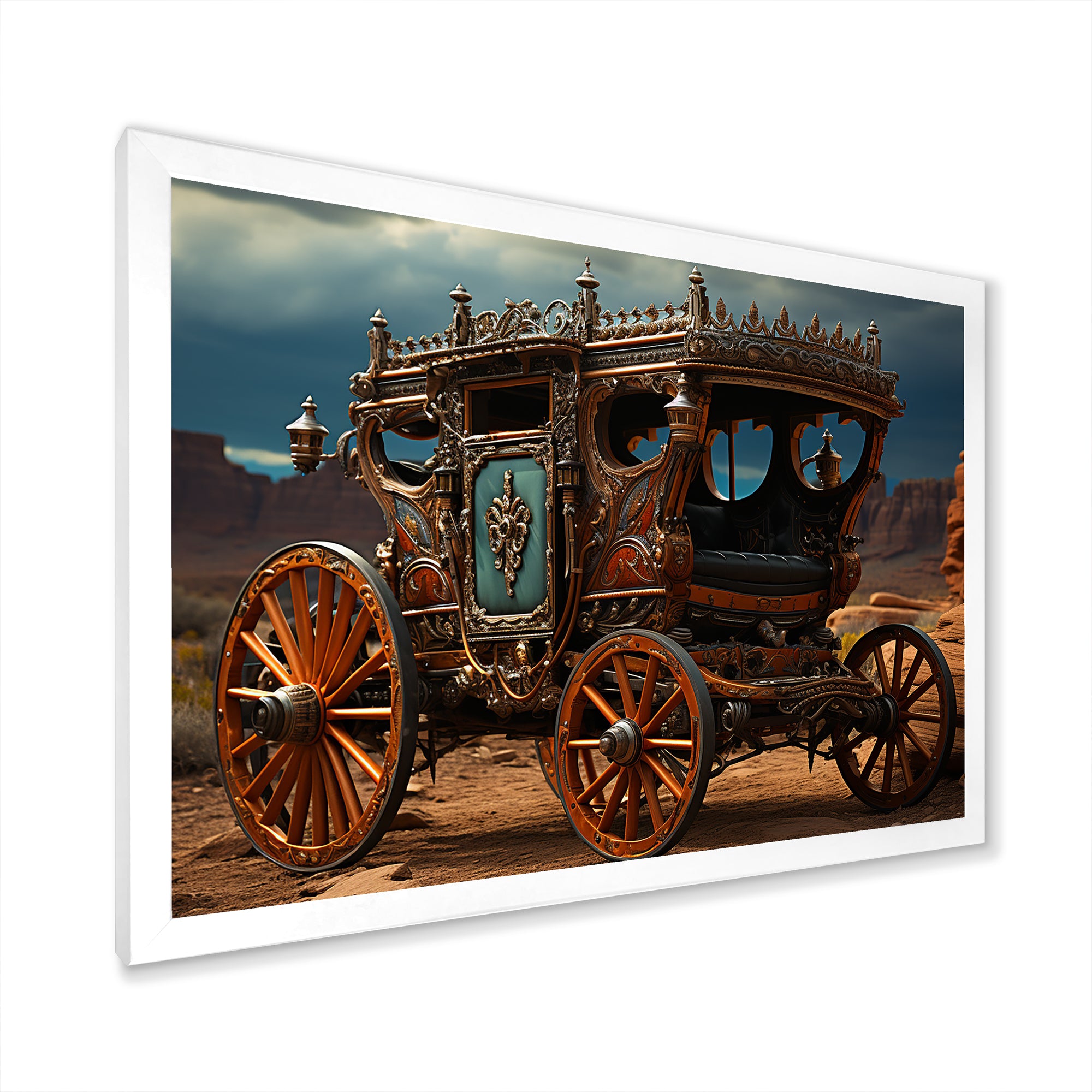 Fantasy Western Wagon In Usa - Old American Cart Canvas Wall Art