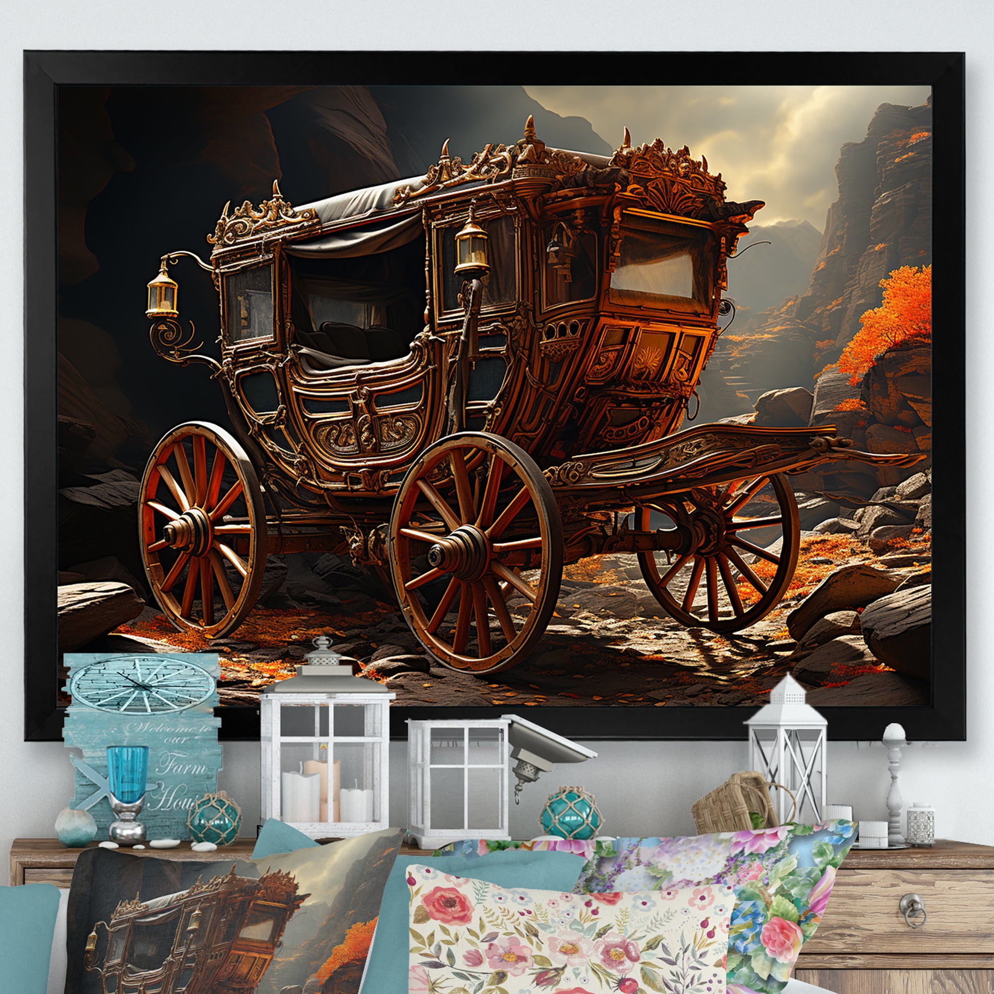 Fantasy Cart Adventure - Old American Cart Canvas Wall Art