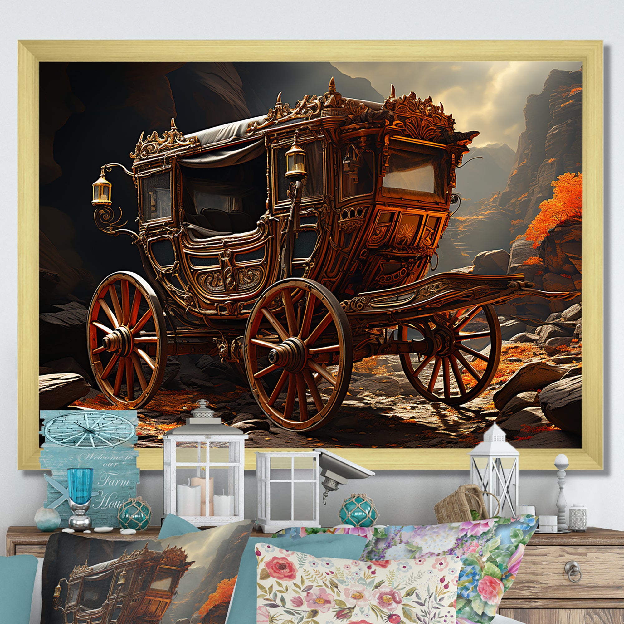 Fantasy Cart Adventure - Old American Cart Canvas Wall Art