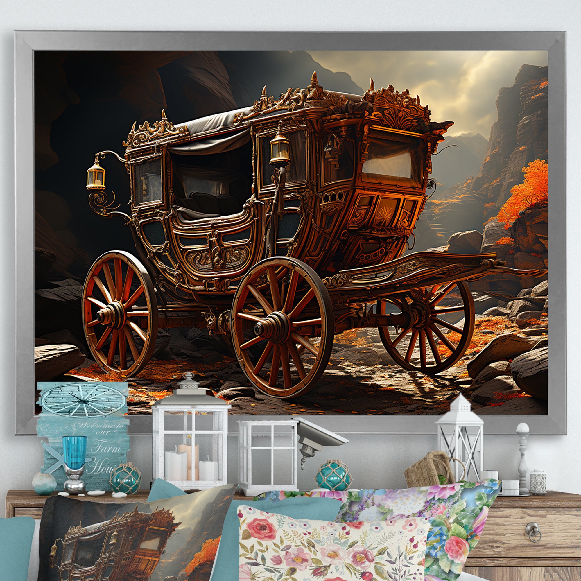 Fantasy Cart Adventure - Old American Cart Canvas Wall Art