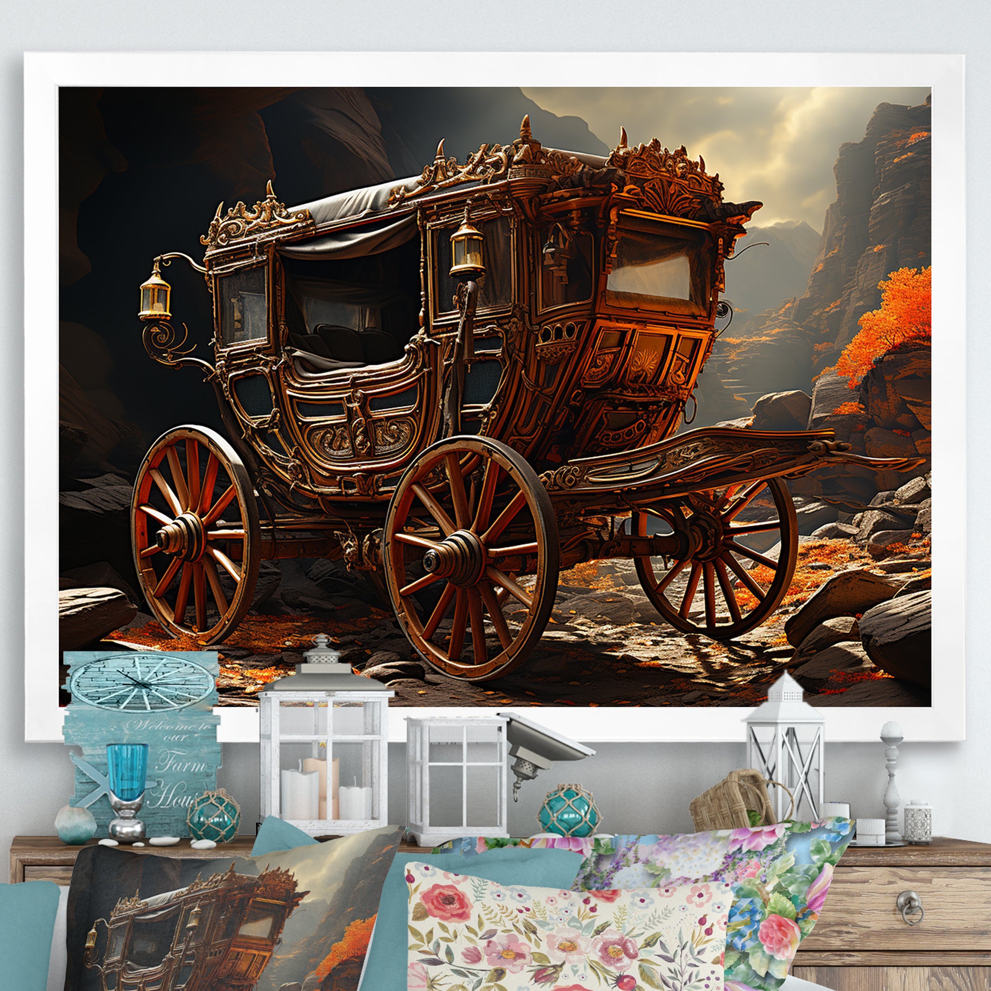 Fantasy Cart Adventure - Old American Cart Canvas Wall Art