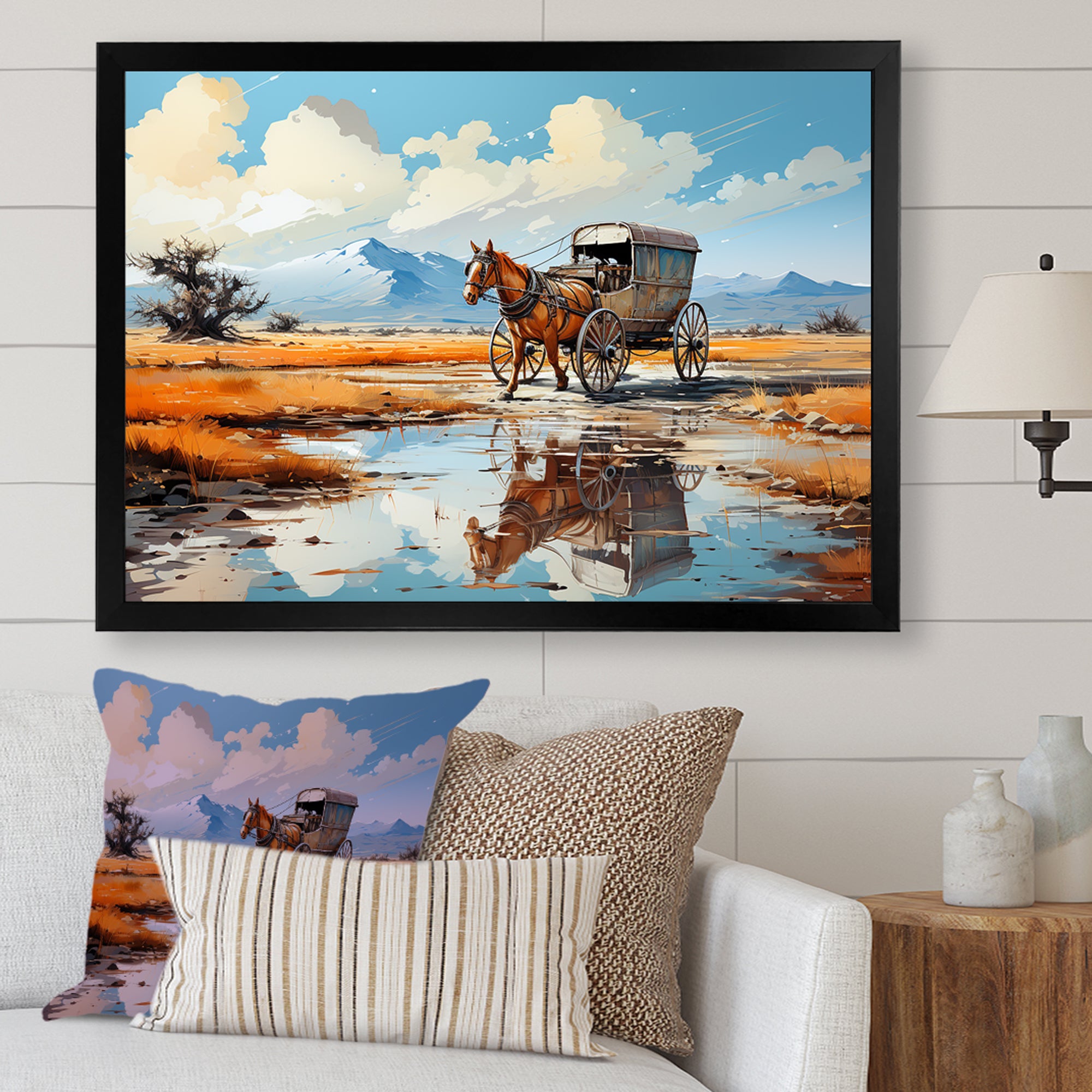 Old Western Wagon In Nevada I - Old American Cart Canvas Wall Art