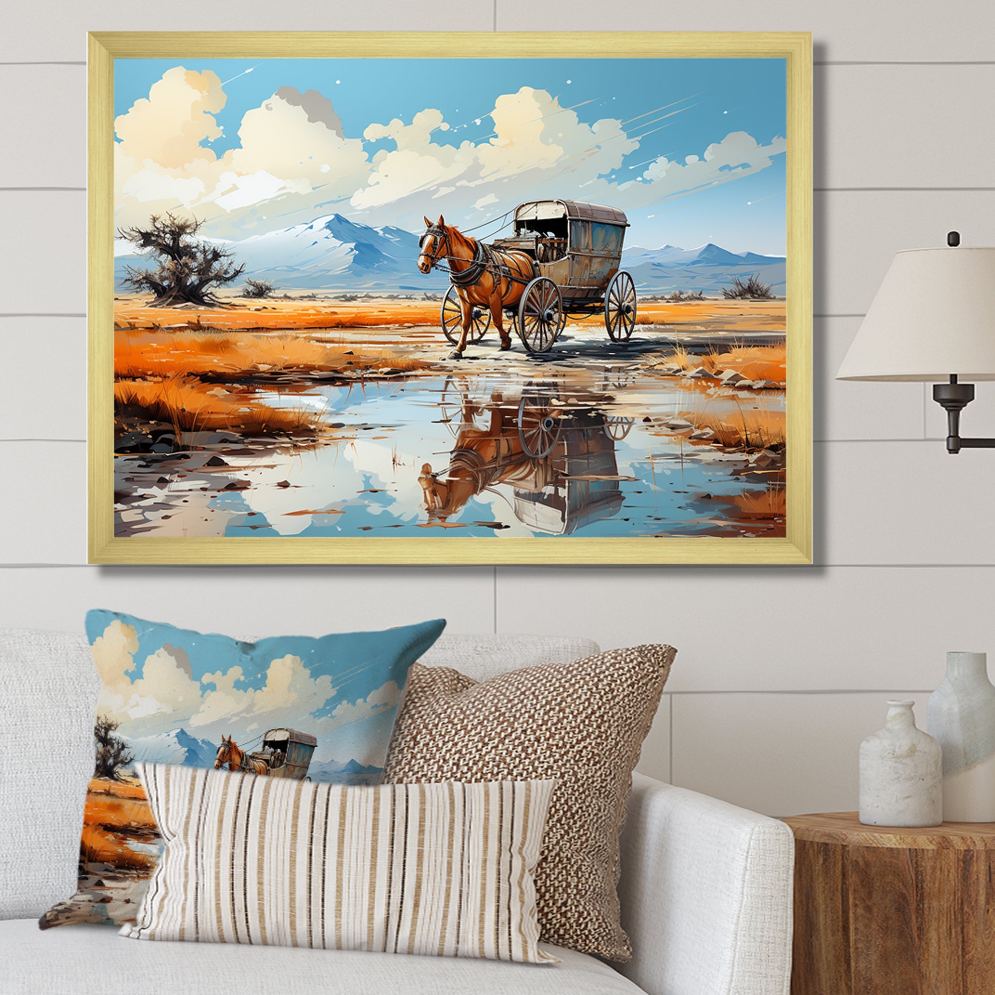 Old Western Wagon In Nevada I - Old American Cart Canvas Wall Art