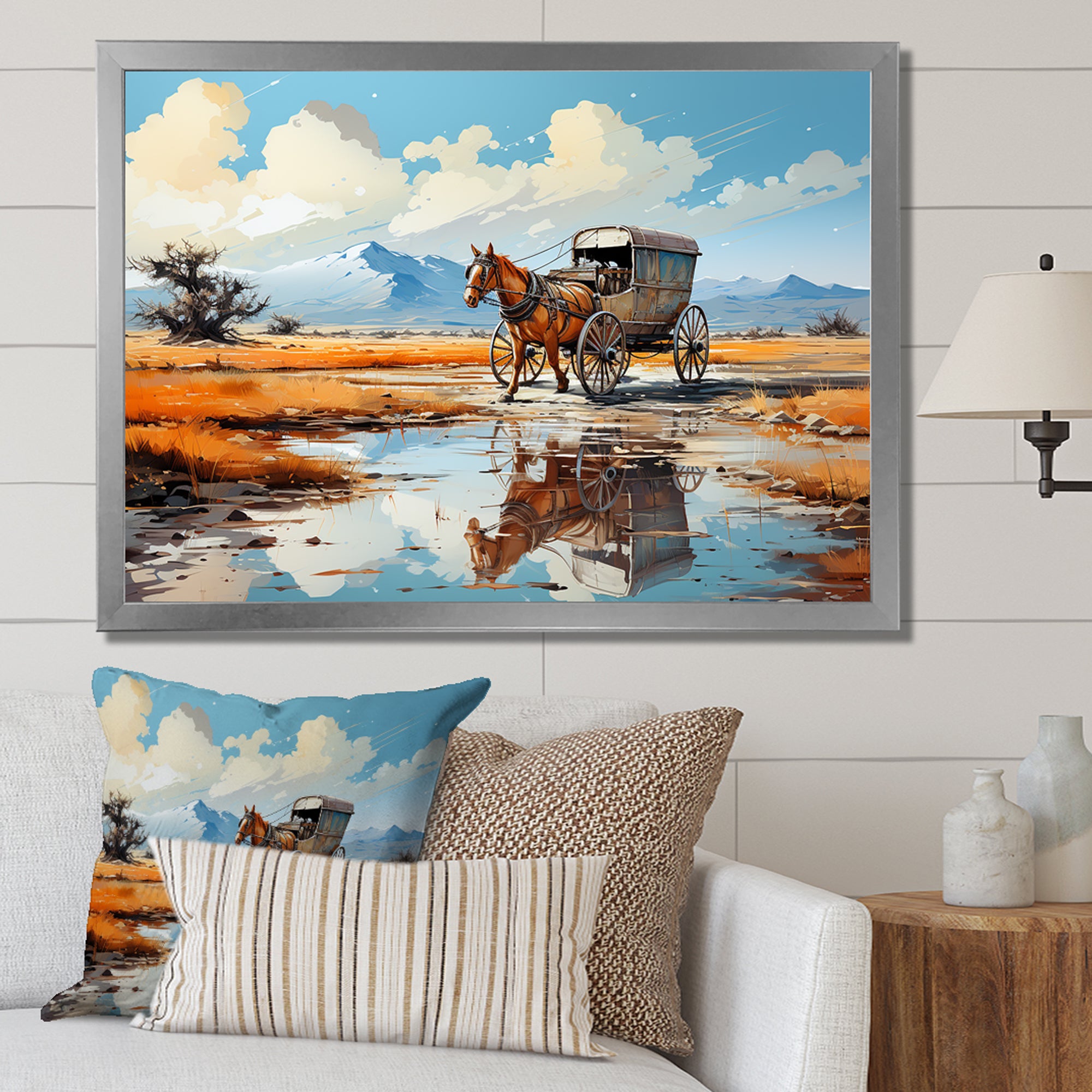 Old Western Wagon In Nevada I - Old American Cart Canvas Wall Art