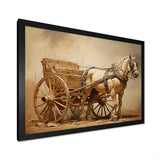 Minimalism Old American Cart With Horse - Old American Cart Canvas Wall Art
