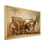 Minimalism Old American Cart With Horse - Old American Cart Canvas Wall Art