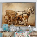 Minimalism Old American Cart With Horse - Old American Cart Canvas Wall Art