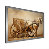 Minimalism Old American Cart With Horse - Old American Cart Canvas Wall Art