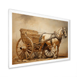 Minimalism Old American Cart With Horse - Old American Cart Canvas Wall Art