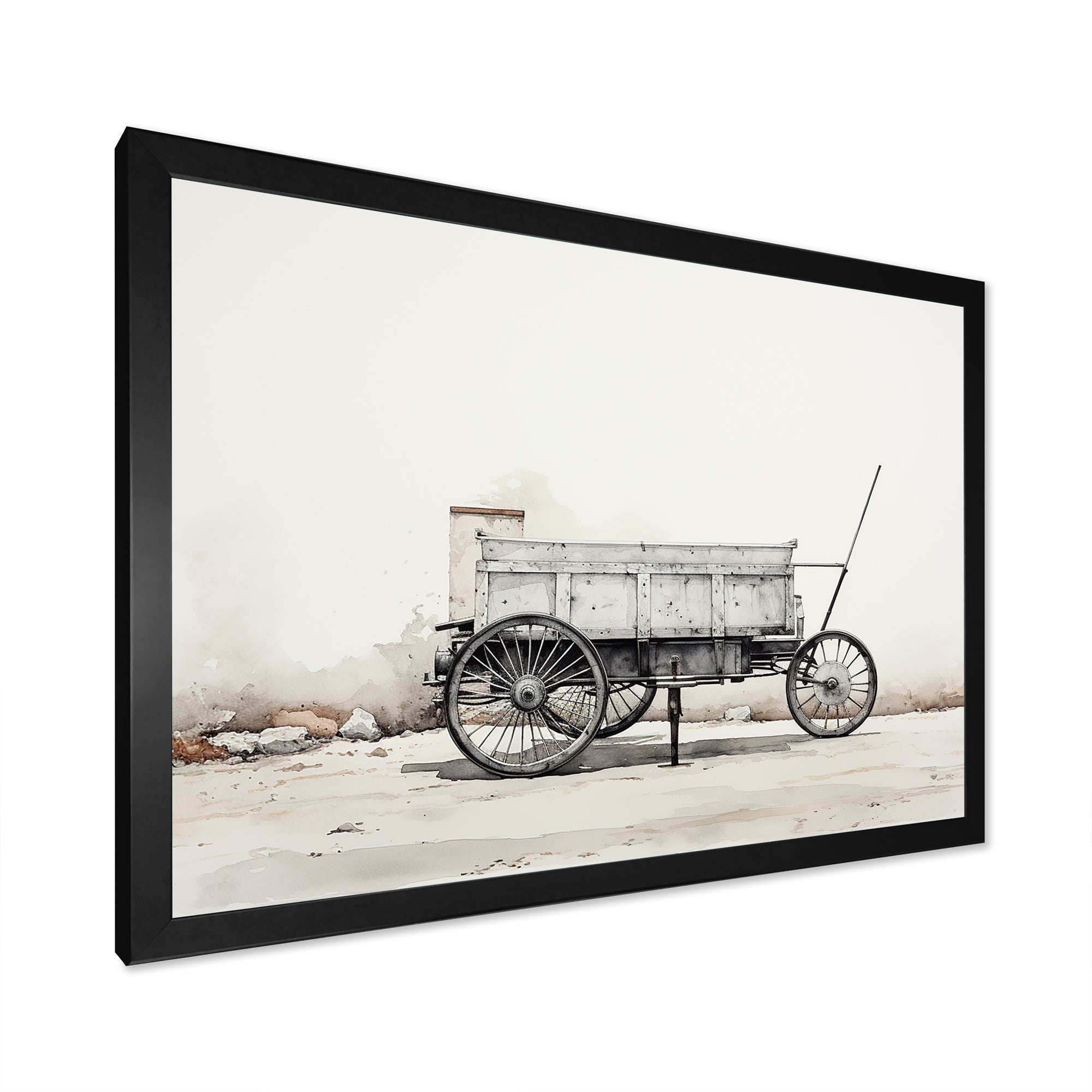Minimalist Utility Western Carriage Cart - Old American Cart Canvas Wall Art