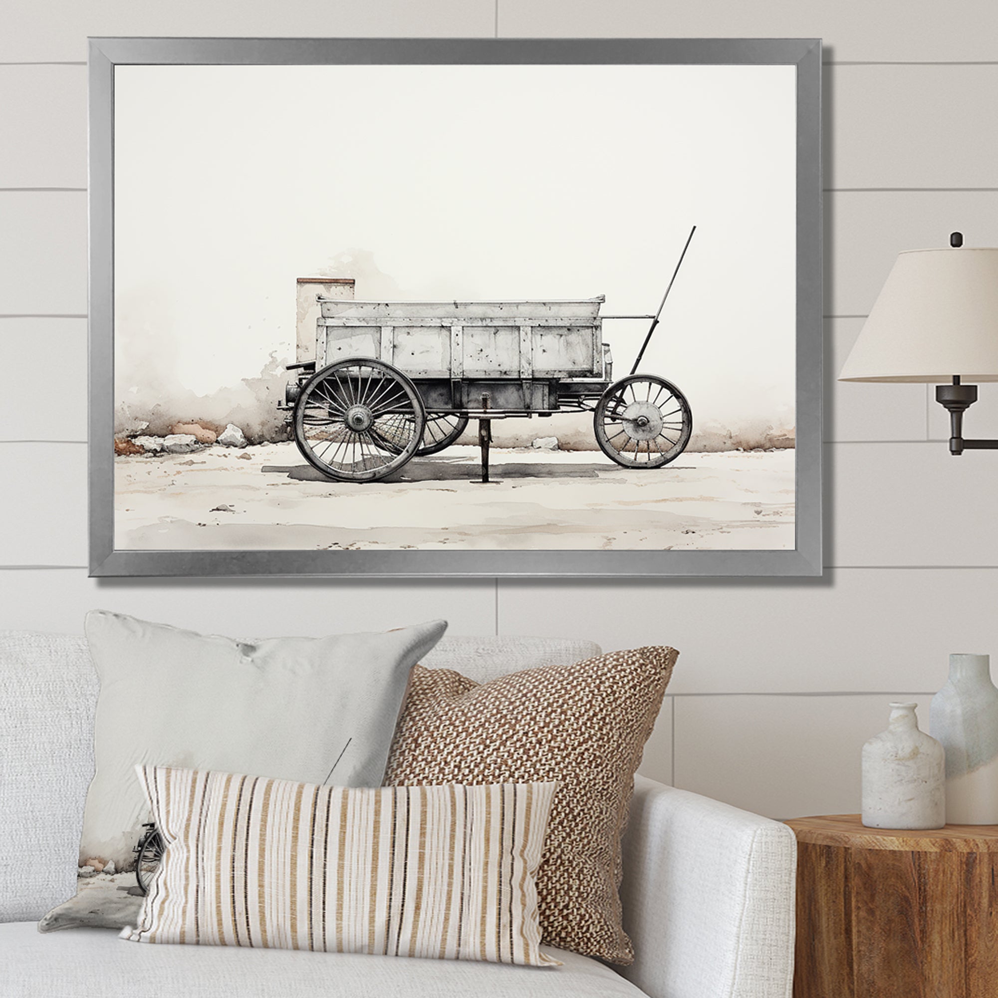 Minimalist Utility Western Carriage Cart - Old American Cart Canvas Wall Art