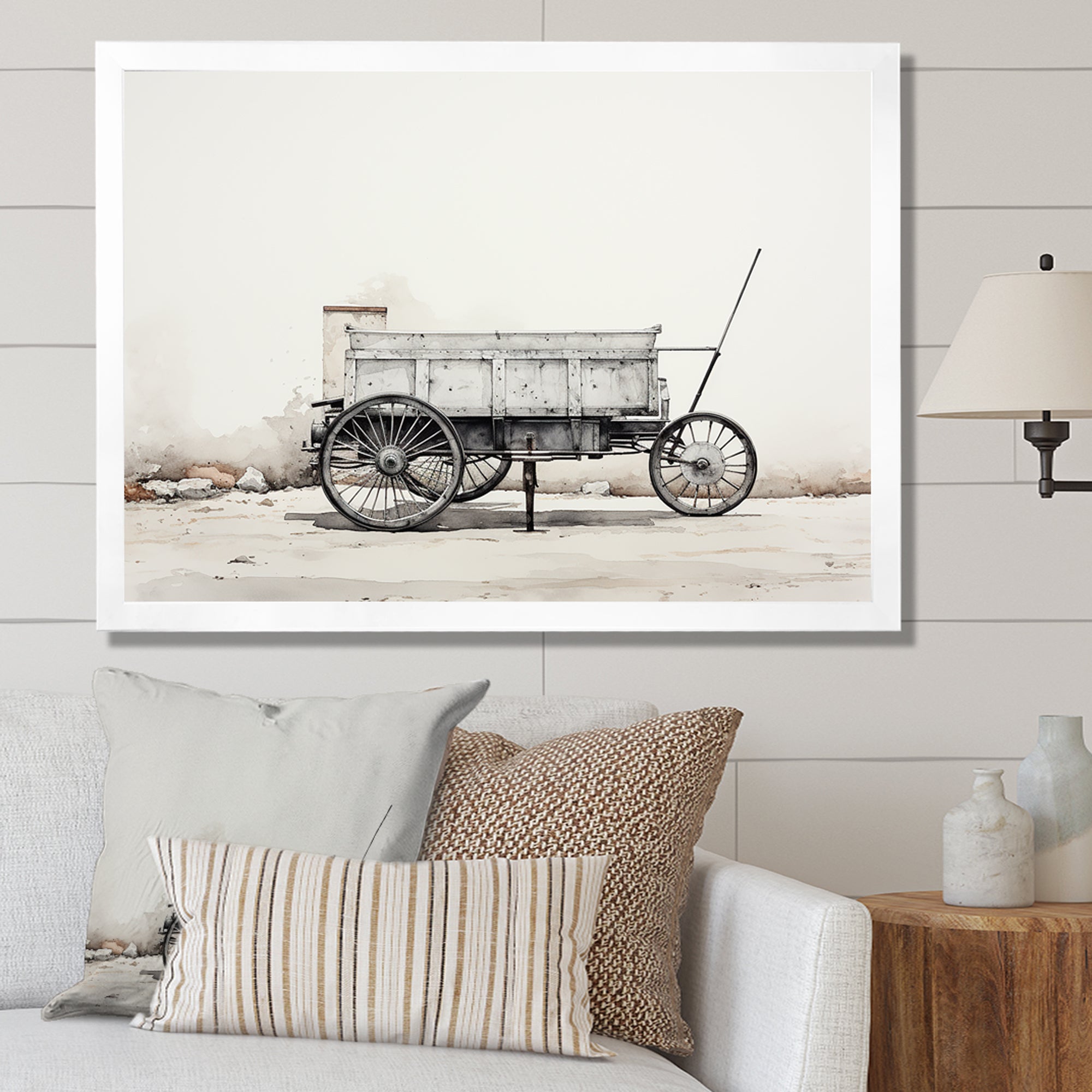 Minimalist Utility Western Carriage Cart - Old American Cart Canvas Wall Art