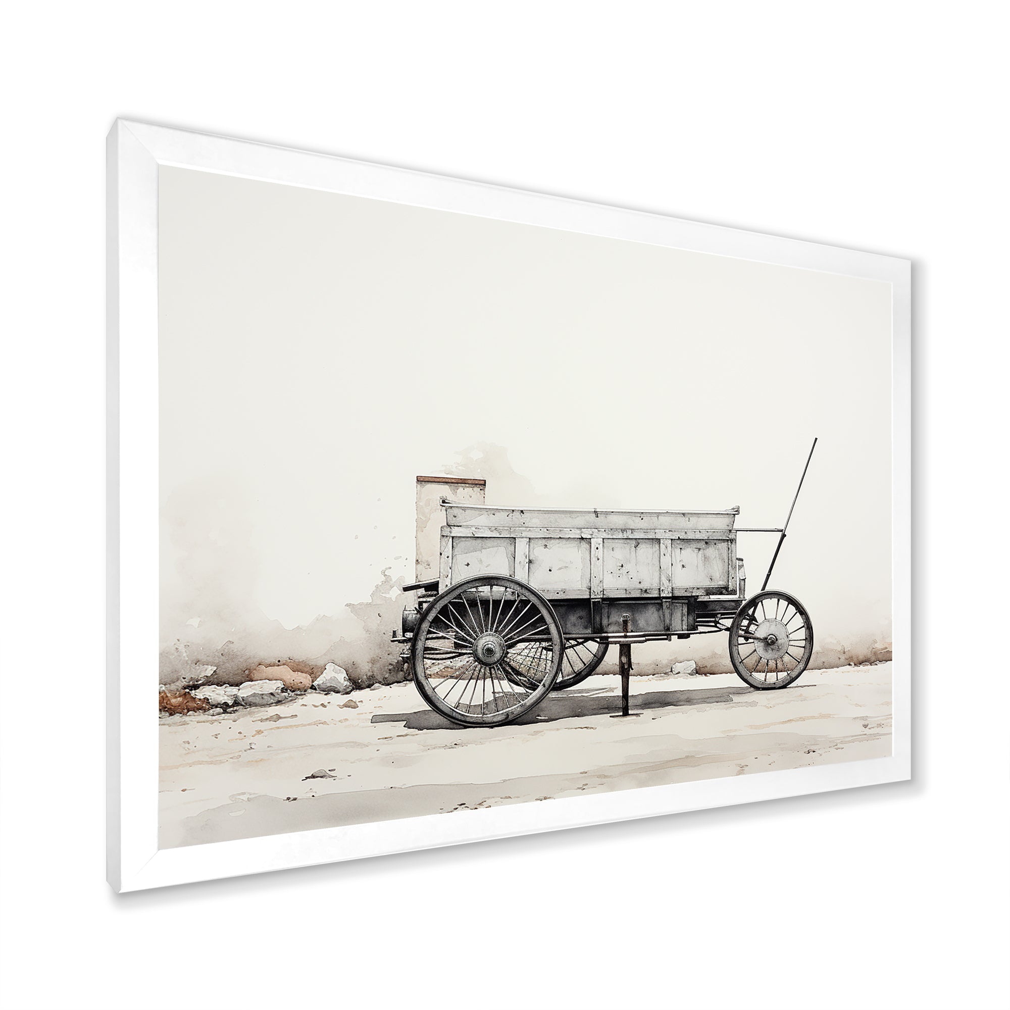 Minimalist Utility Western Carriage Cart - Old American Cart Canvas Wall Art