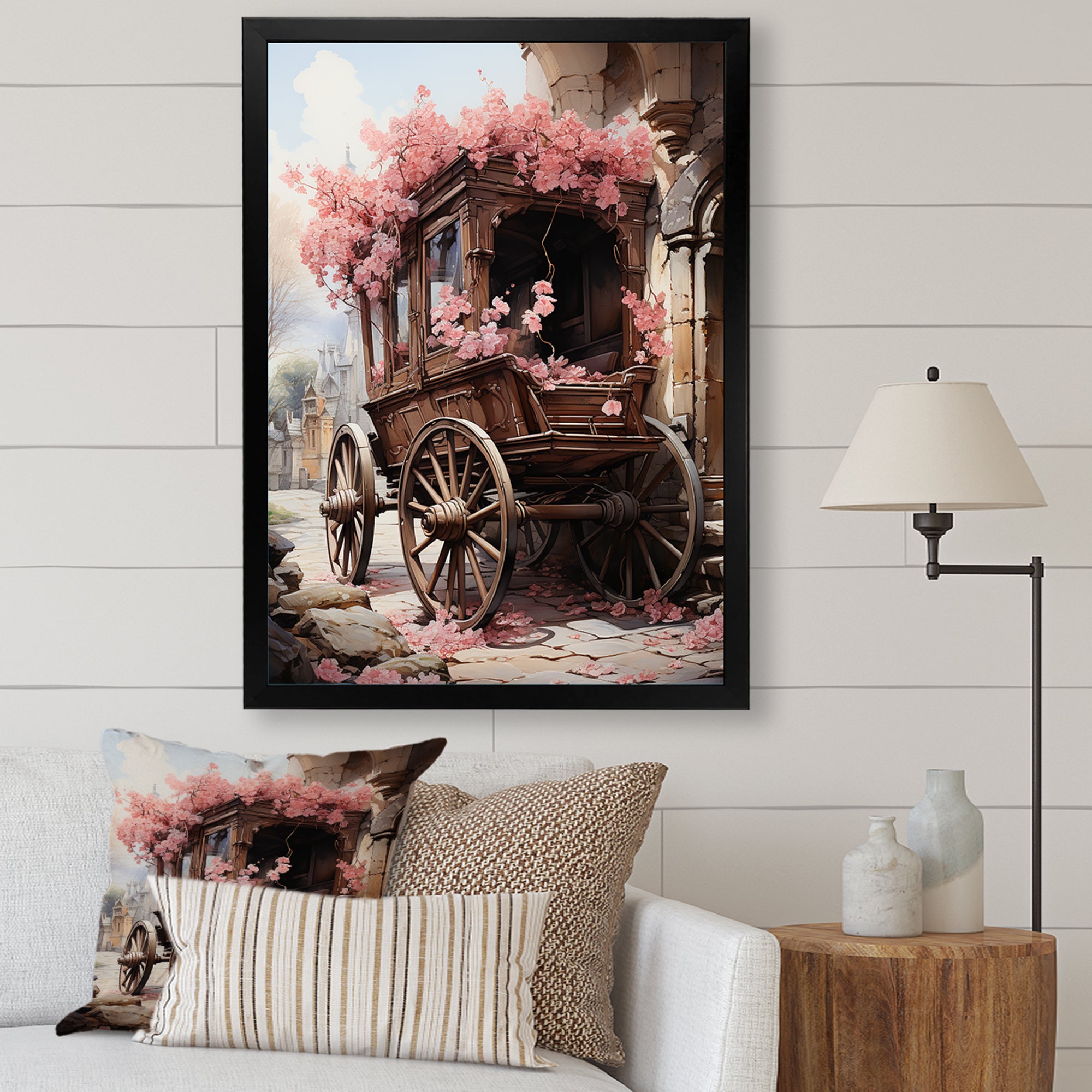 Romantic Wedding Cart Journey - Old American Cart Canvas Wall Art