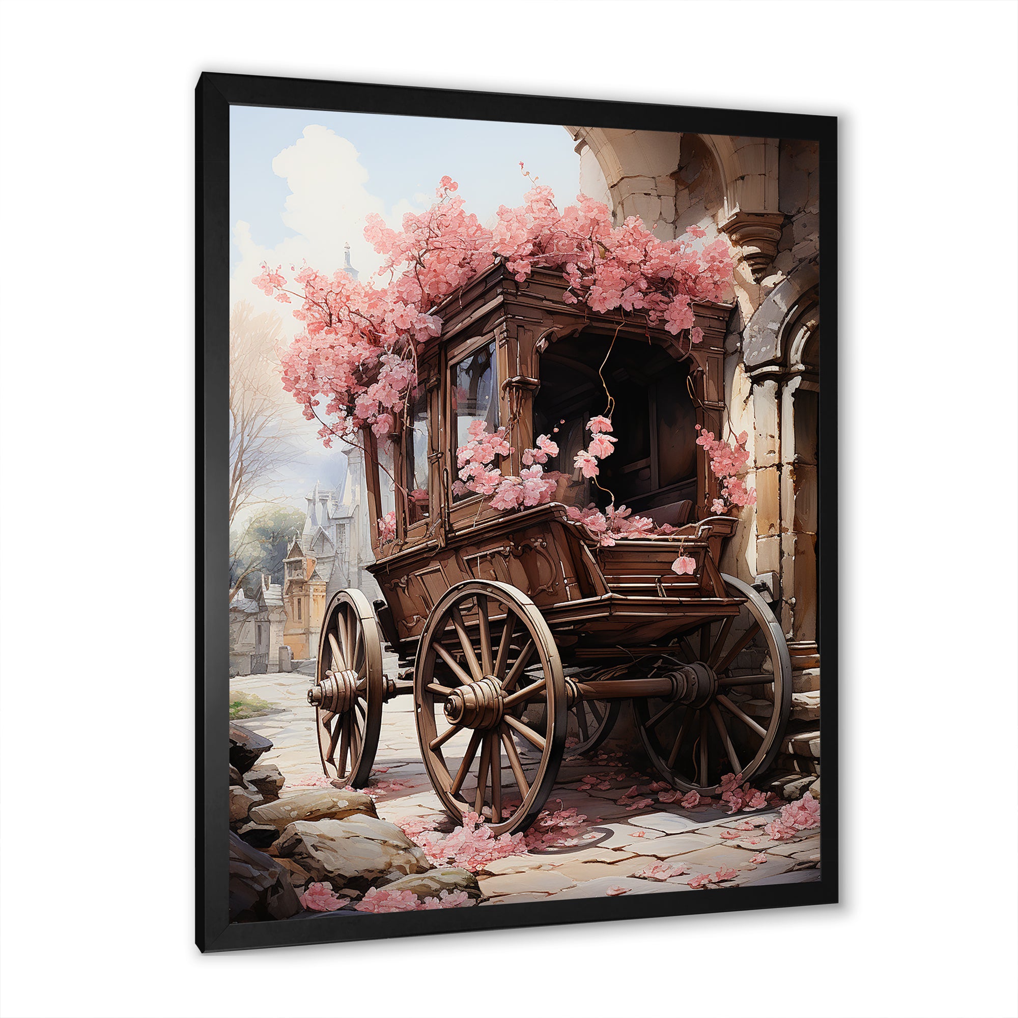 Romantic Wedding Cart Journey - Old American Cart Canvas Wall Art