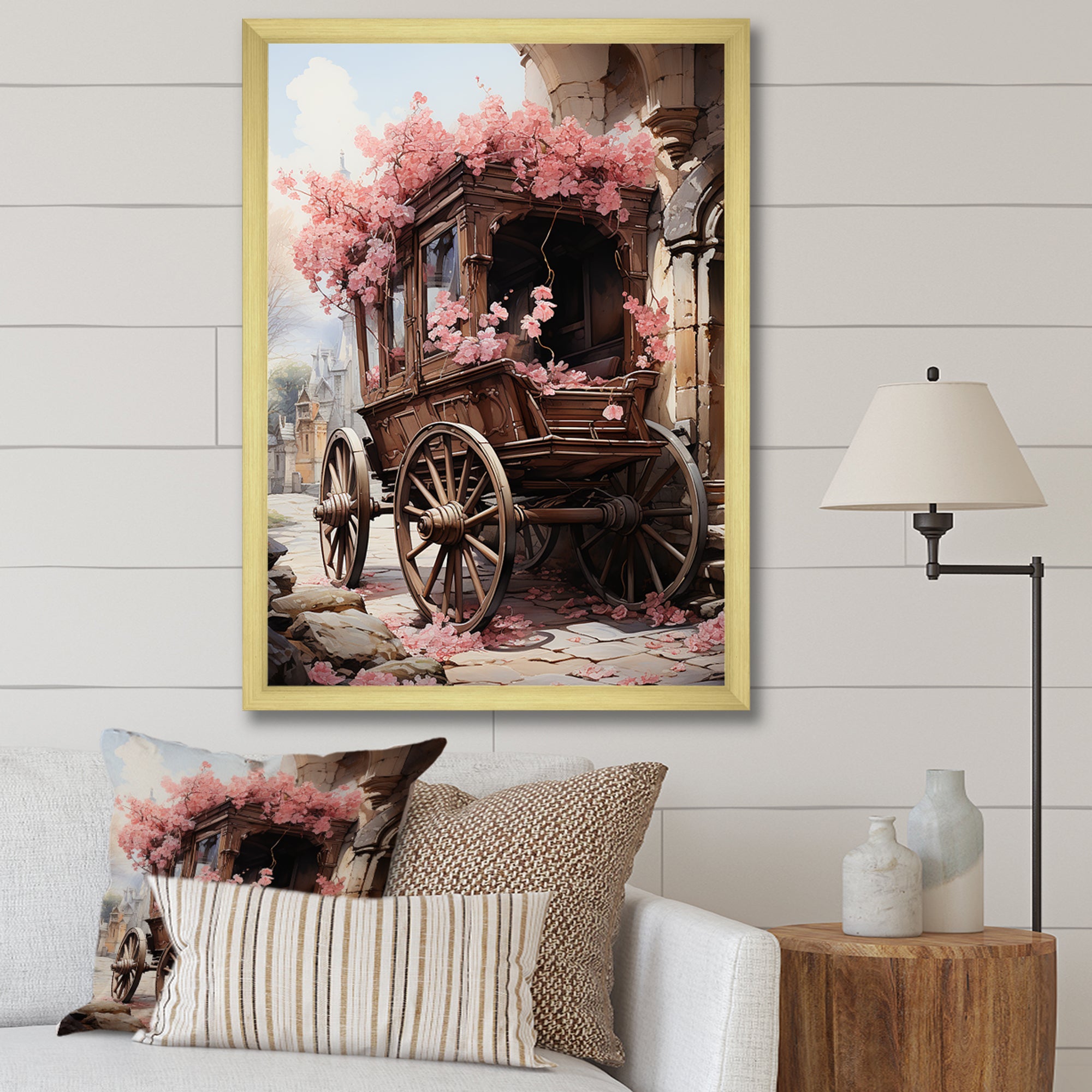 Romantic Wedding Cart Journey - Old American Cart Canvas Wall Art