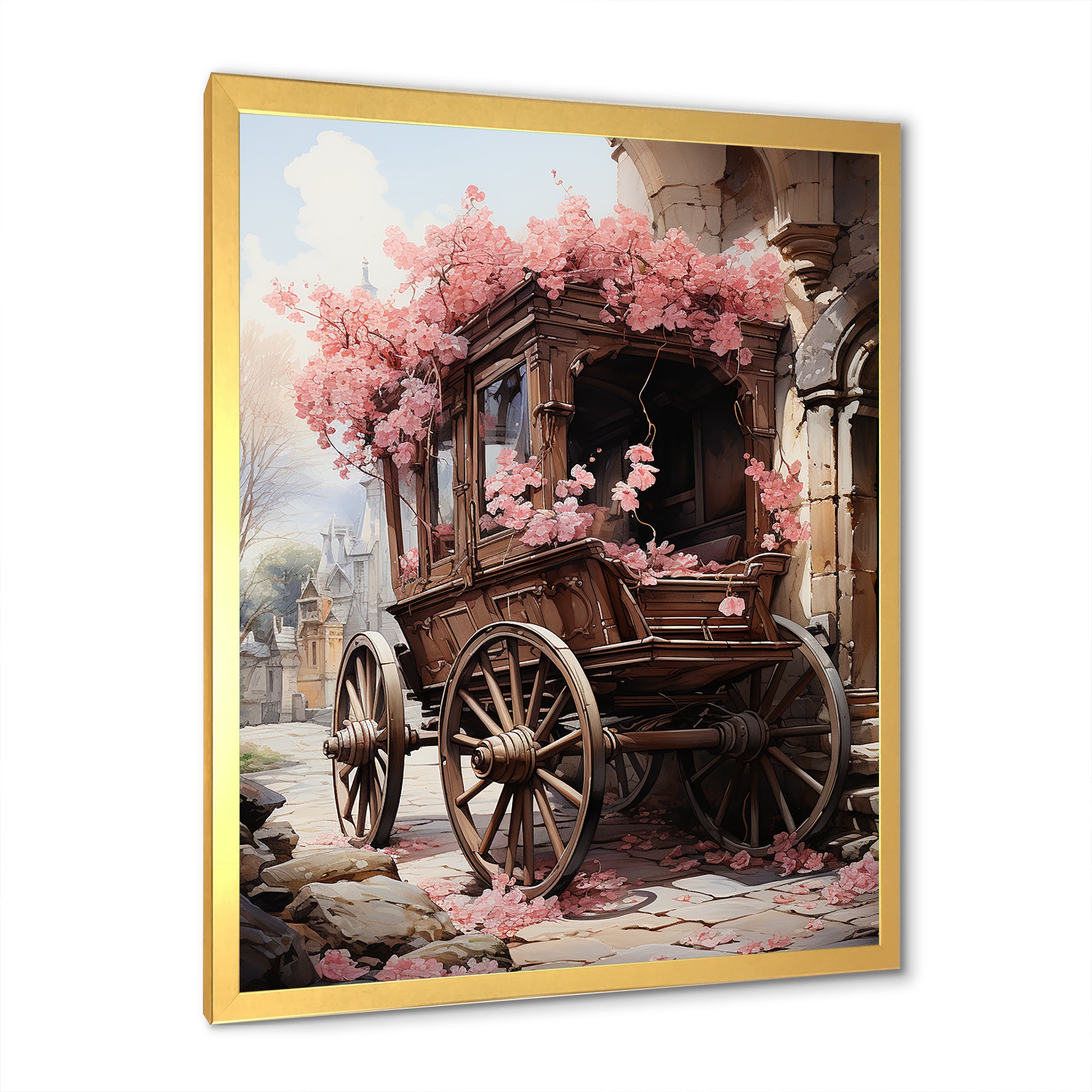 Romantic Wedding Cart Journey - Old American Cart Canvas Wall Art