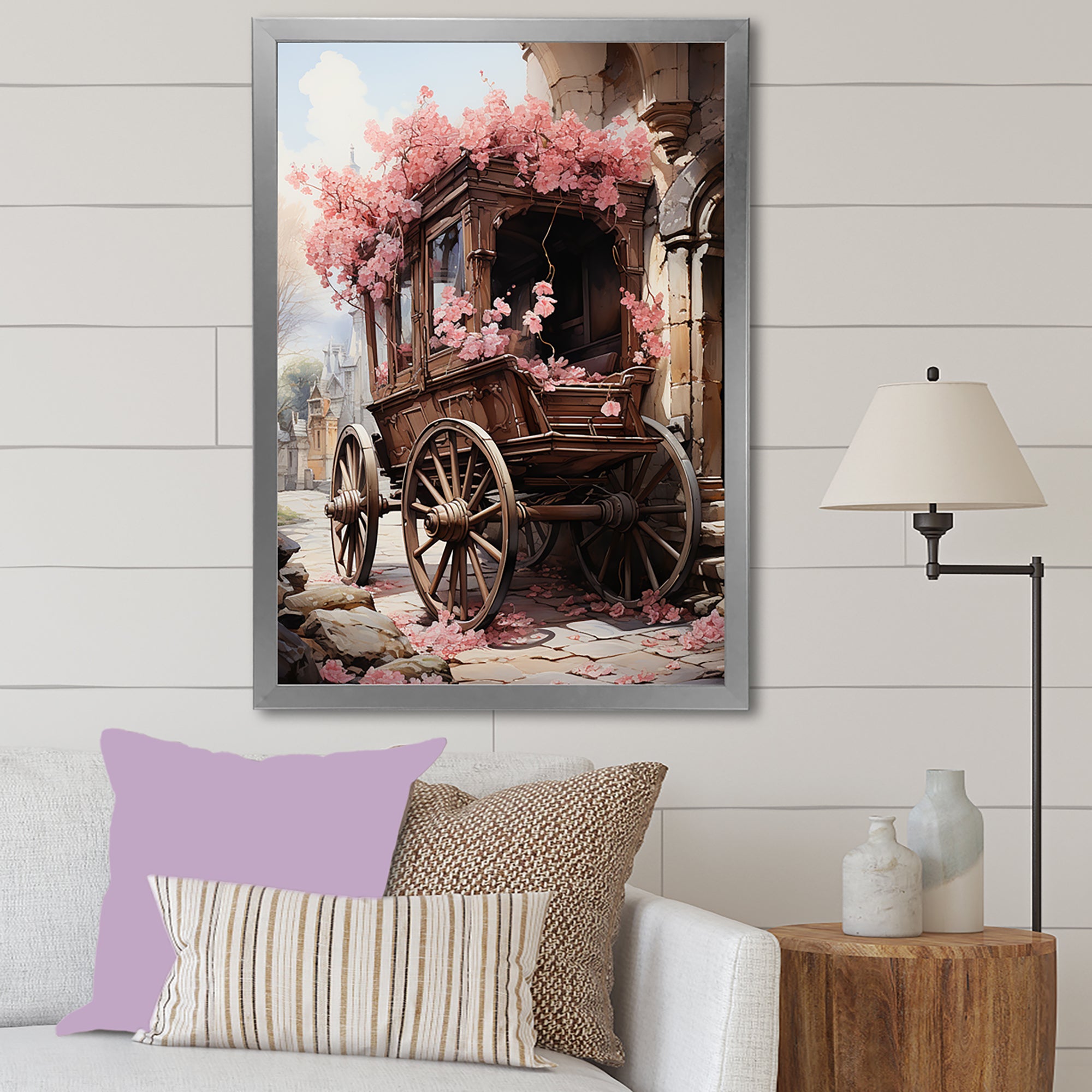 Romantic Wedding Cart Journey - Old American Cart Canvas Wall Art