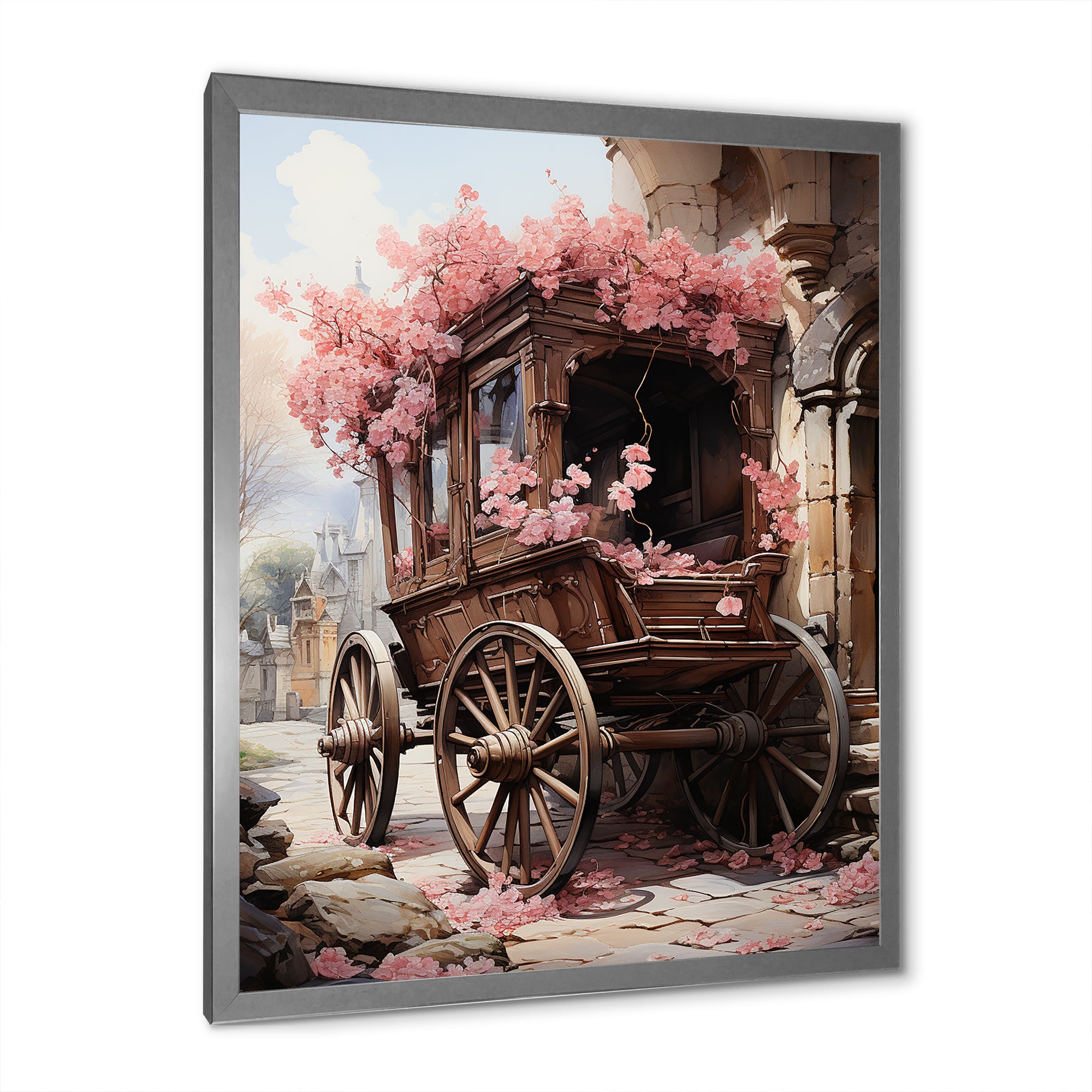 Romantic Wedding Cart Journey - Old American Cart Canvas Wall Art