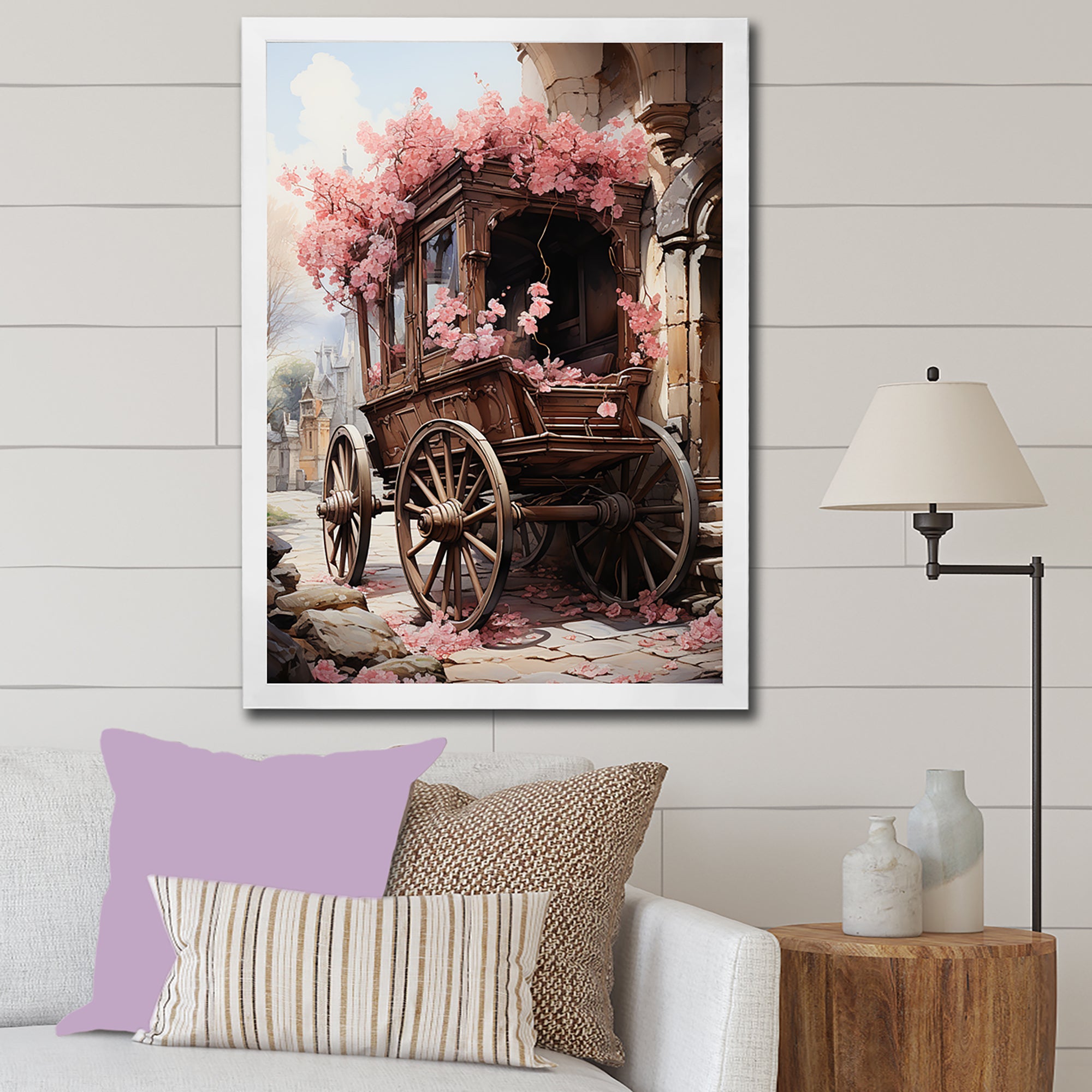 Romantic Wedding Cart Journey - Old American Cart Canvas Wall Art