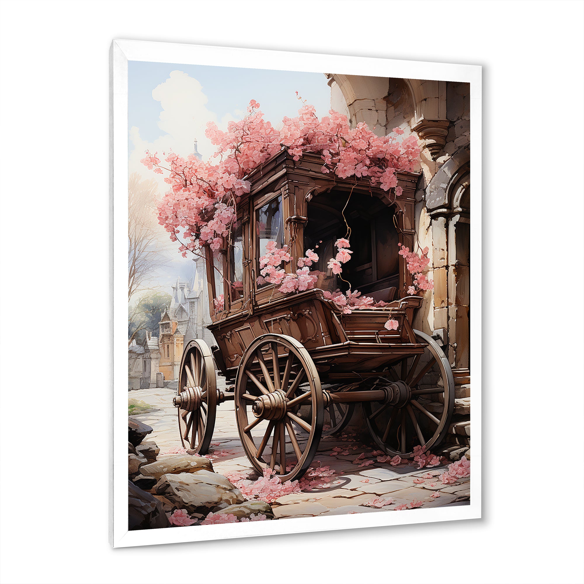 Romantic Wedding Cart Journey - Old American Cart Canvas Wall Art