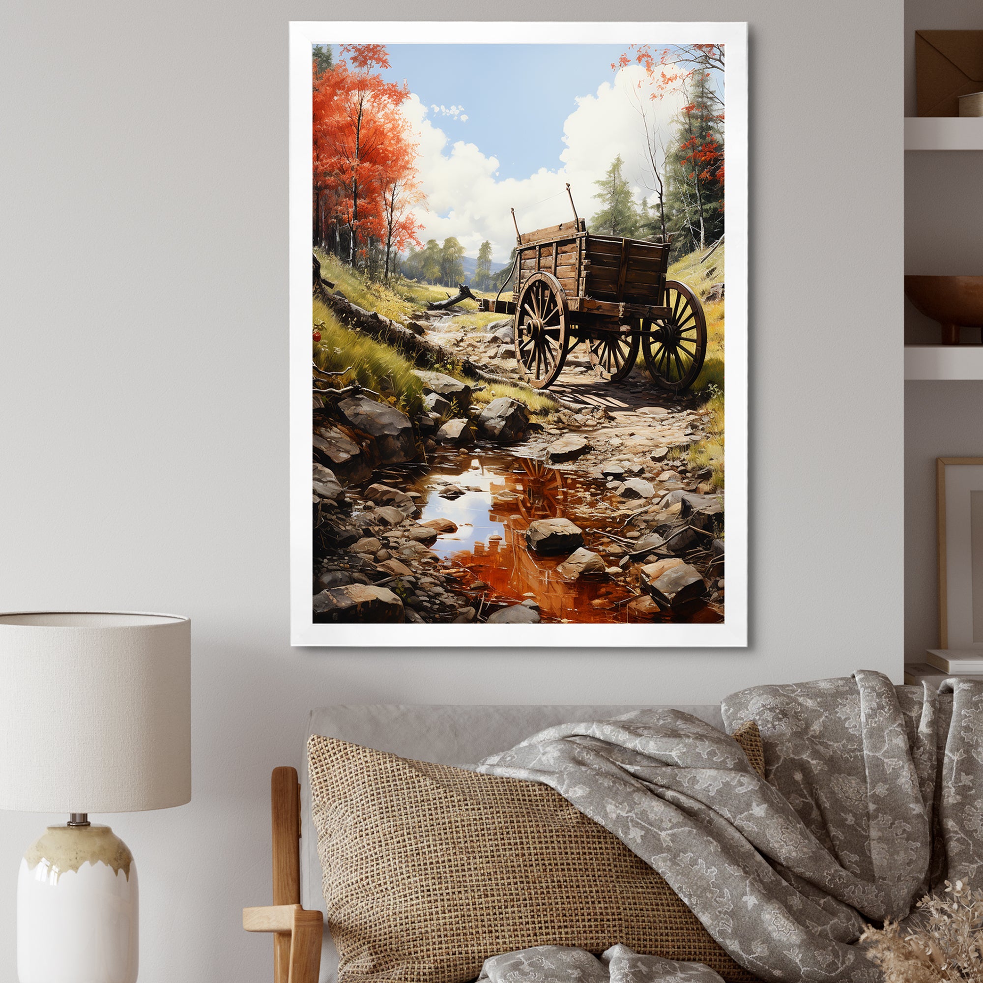 Rustic Red Us Carriage Cart - Old American Cart Canvas Wall Art