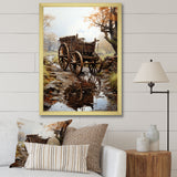 Watercolor Old Carriage Cart Memory - Old American Cart Canvas Wall Art