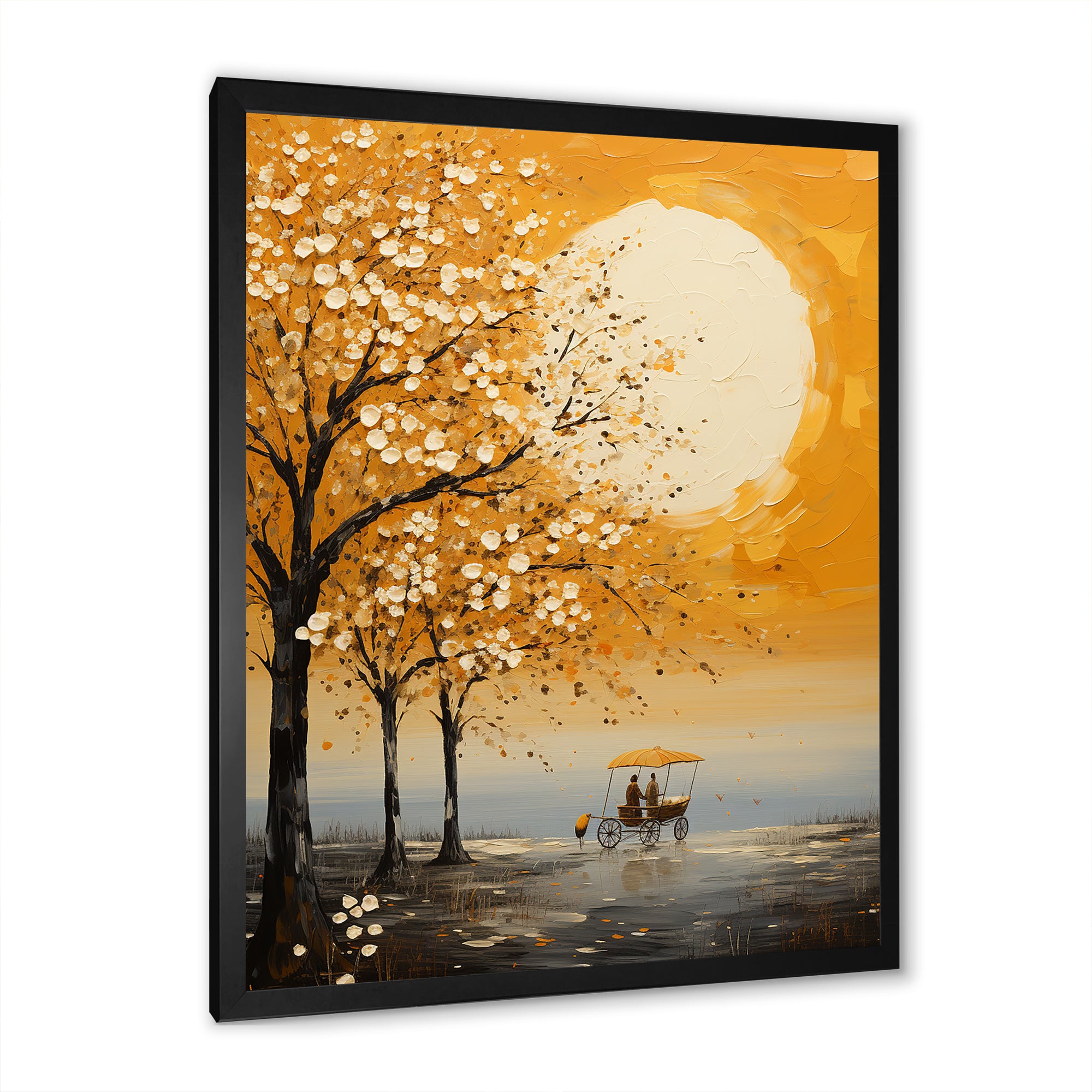 Yellow Old Carriage Cart Melody - Old American Cart Canvas Wall Art