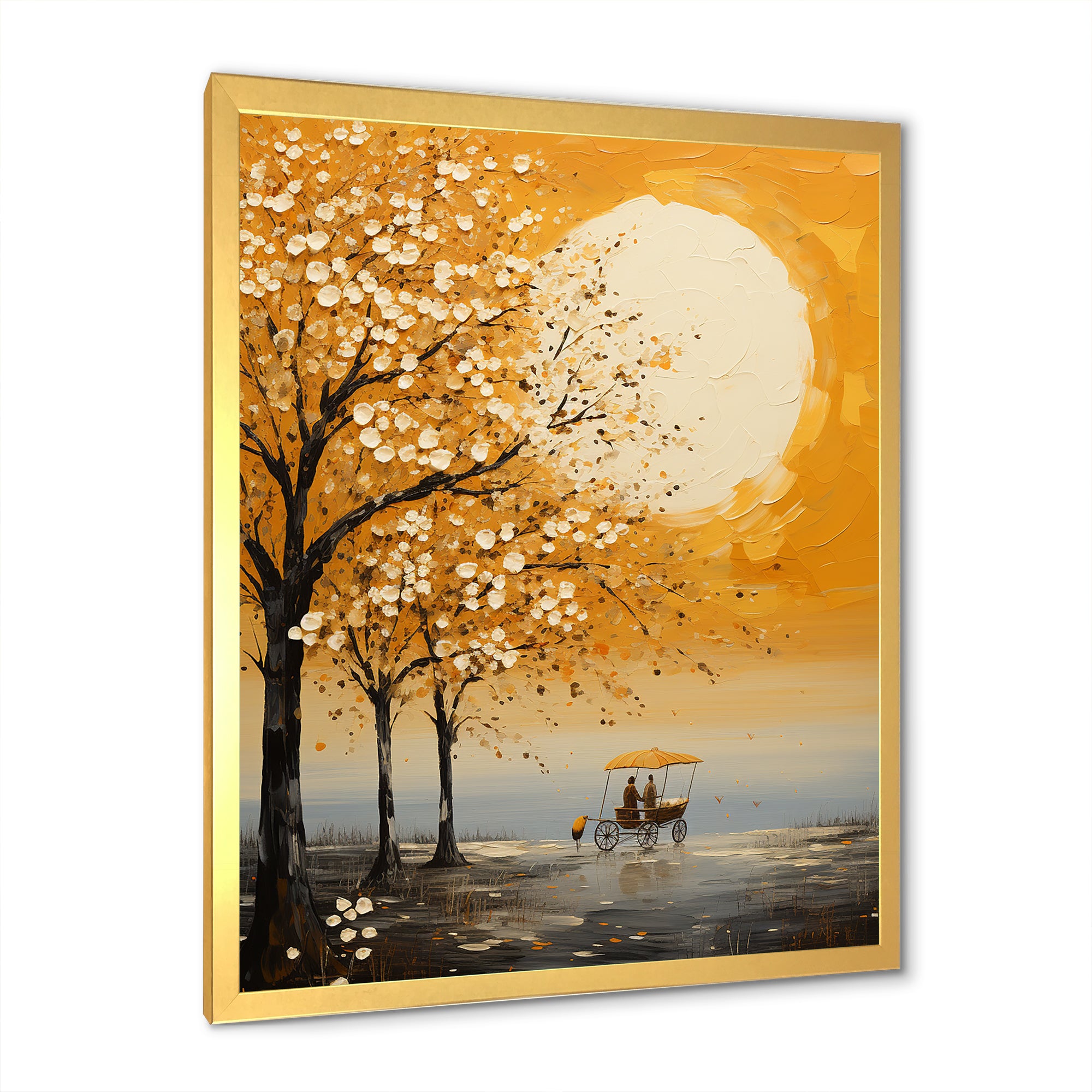 Yellow Old Carriage Cart Melody - Old American Cart Canvas Wall Art
