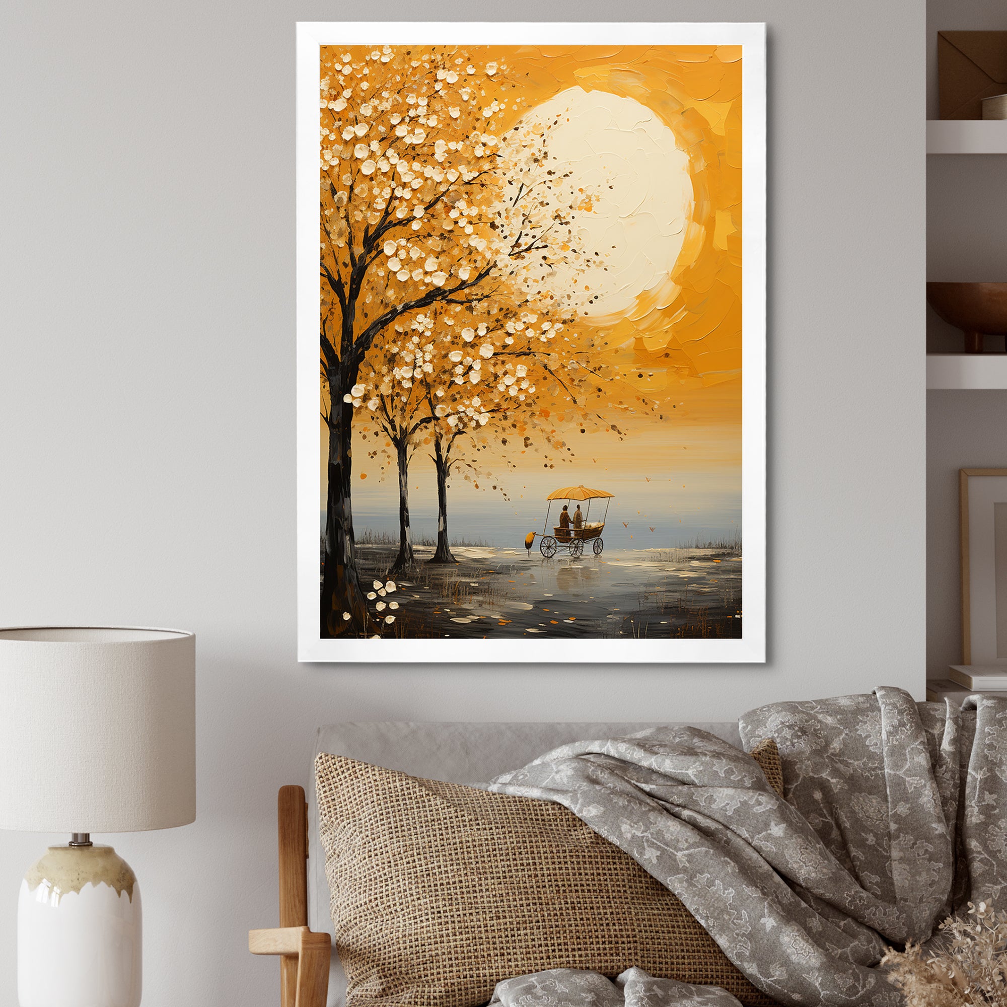 Yellow Old Carriage Cart Melody - Old American Cart Canvas Wall Art